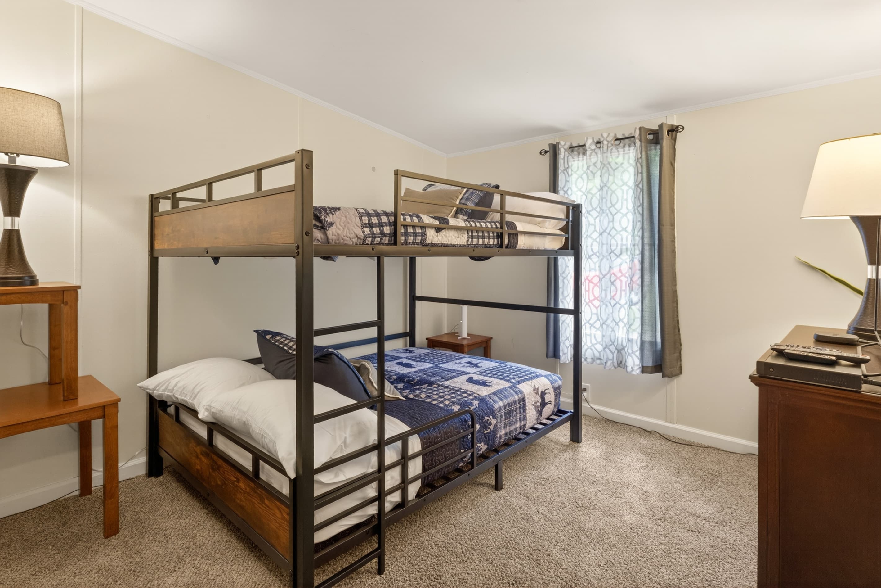 Cabin #1 bedroom with bunk bed