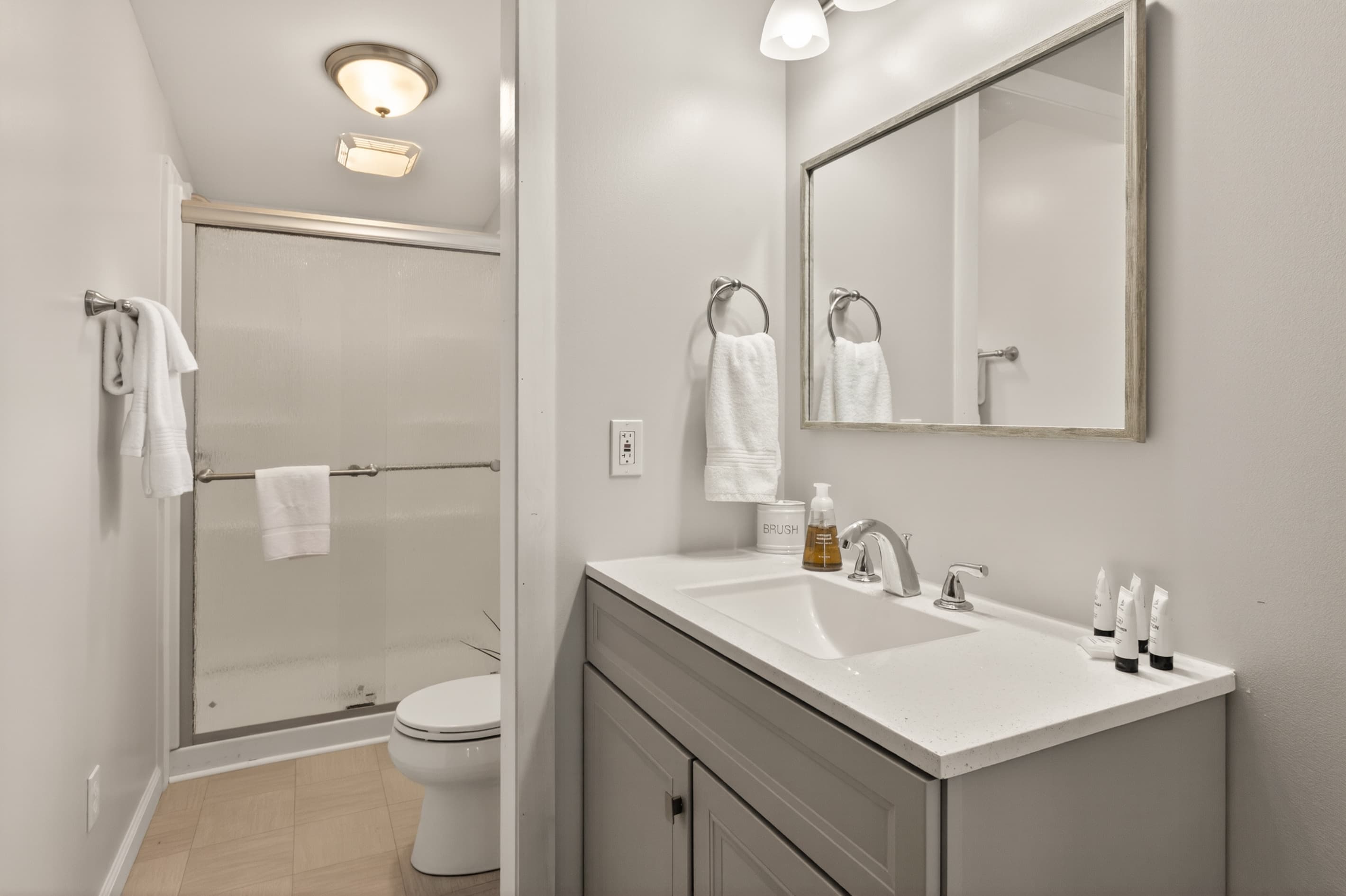 Cabin #1 bathroom with glass shower