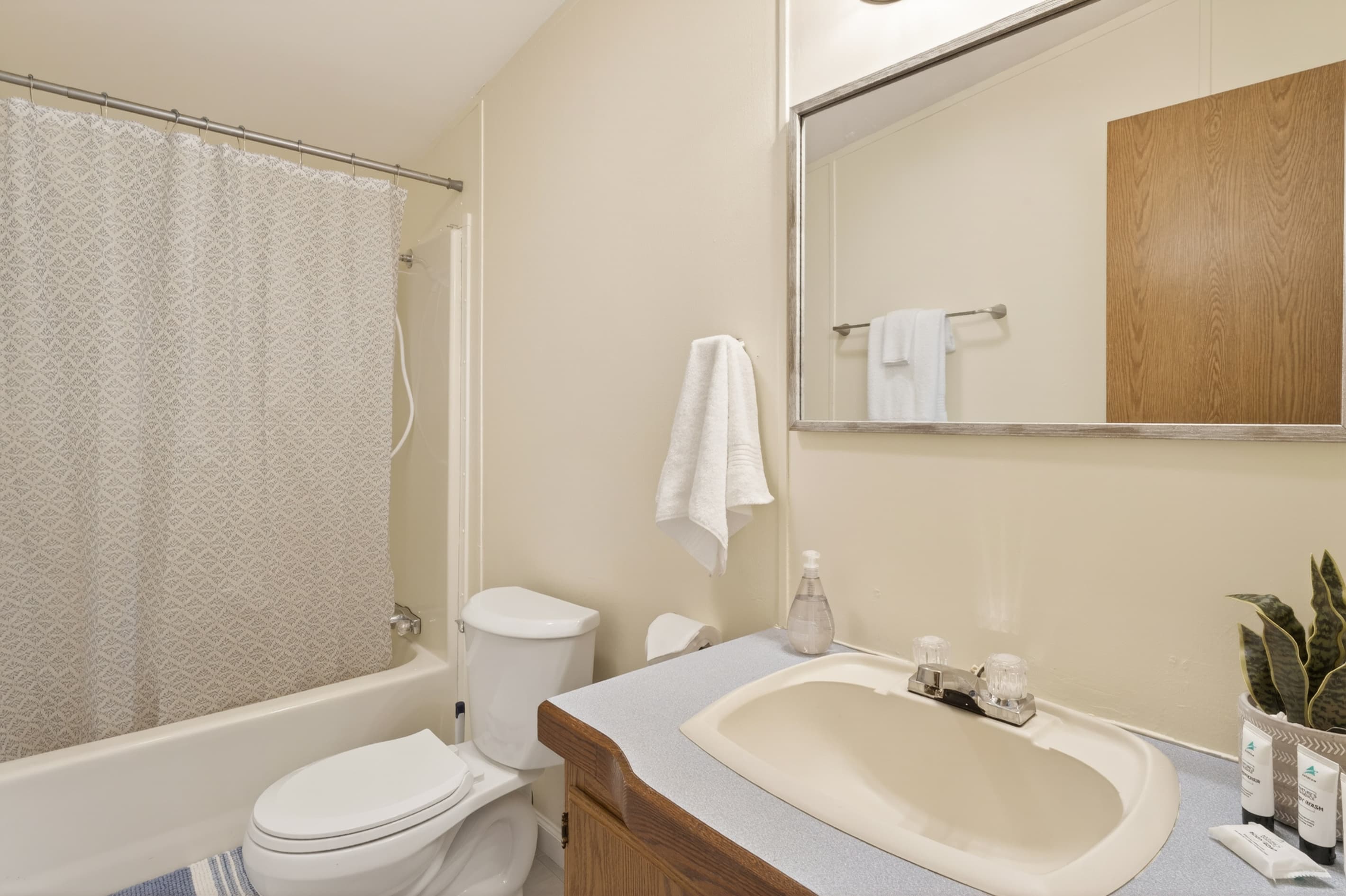 Cabin #1 bathroom with bathtub