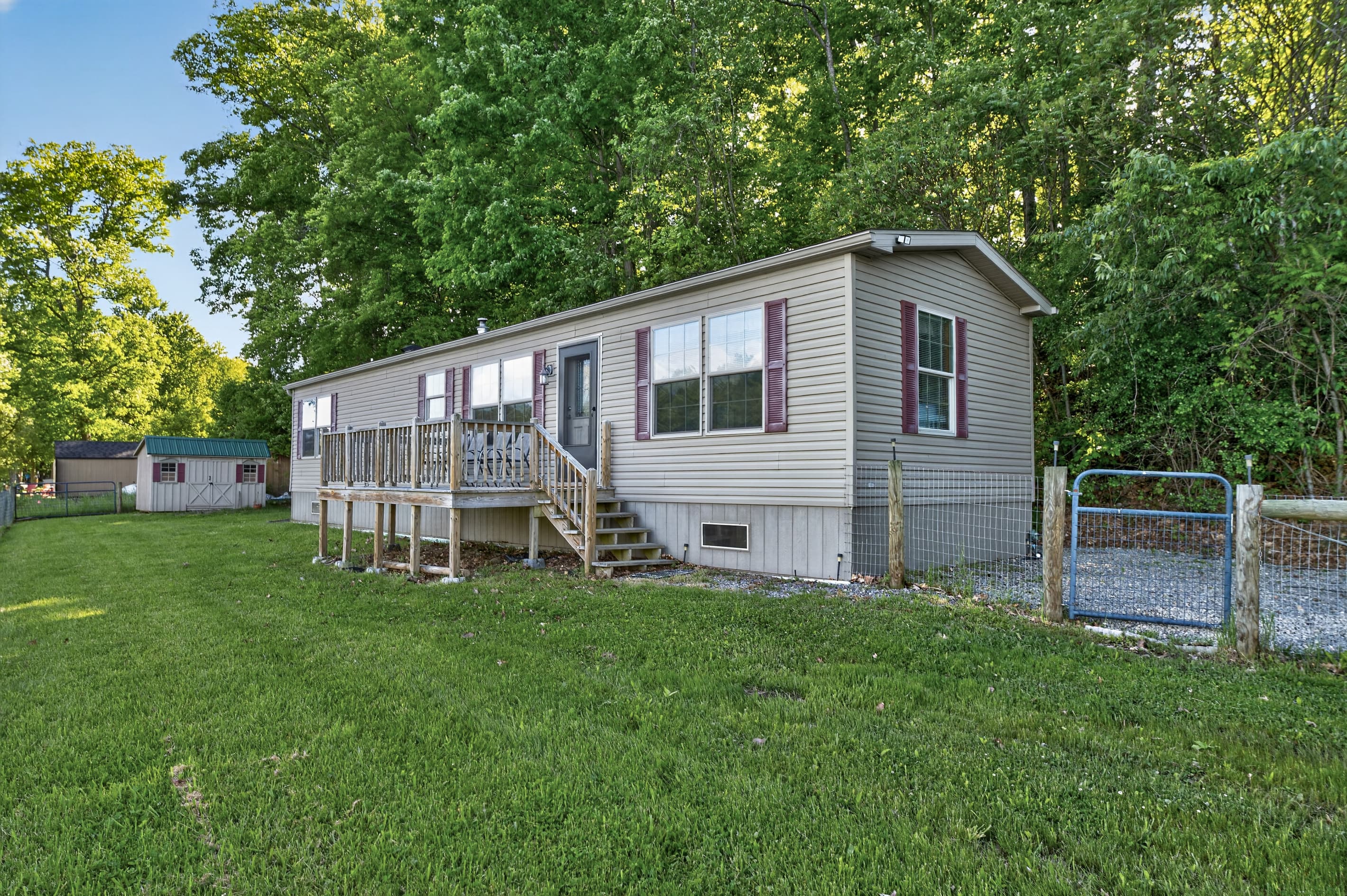 Exterior shot of cabin #3 near the fenced area