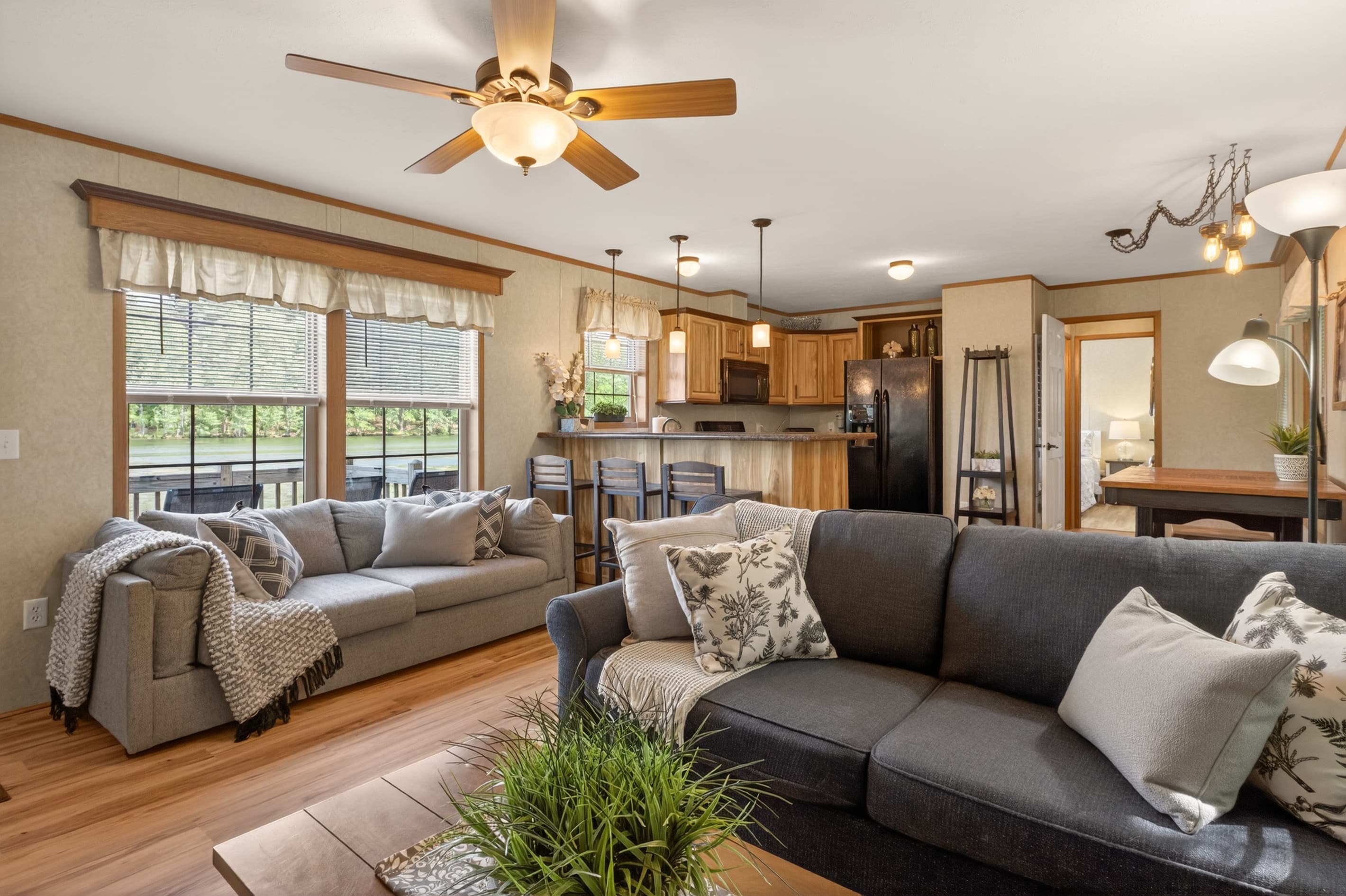 Cabin #3 living room with sectional seating