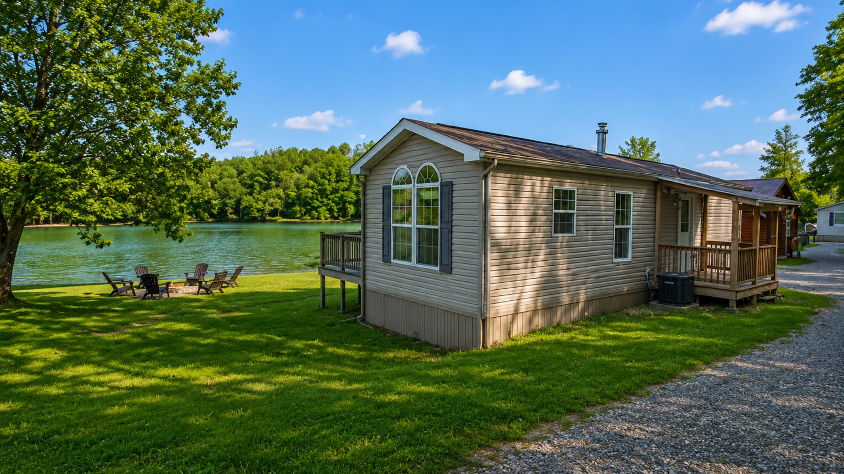 Cabin #2 exterior beside open lawn