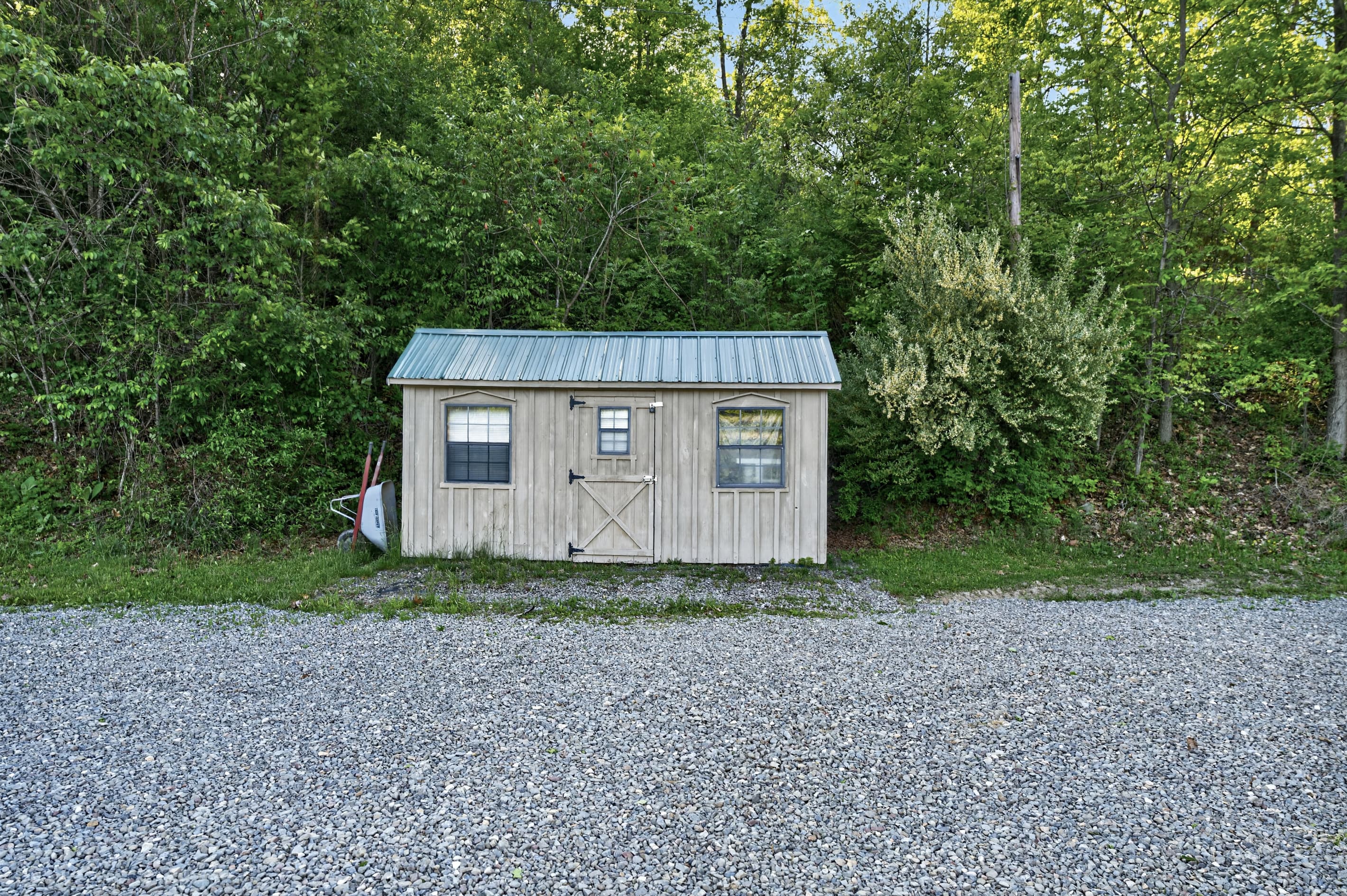 Small cabin beside the gravel area