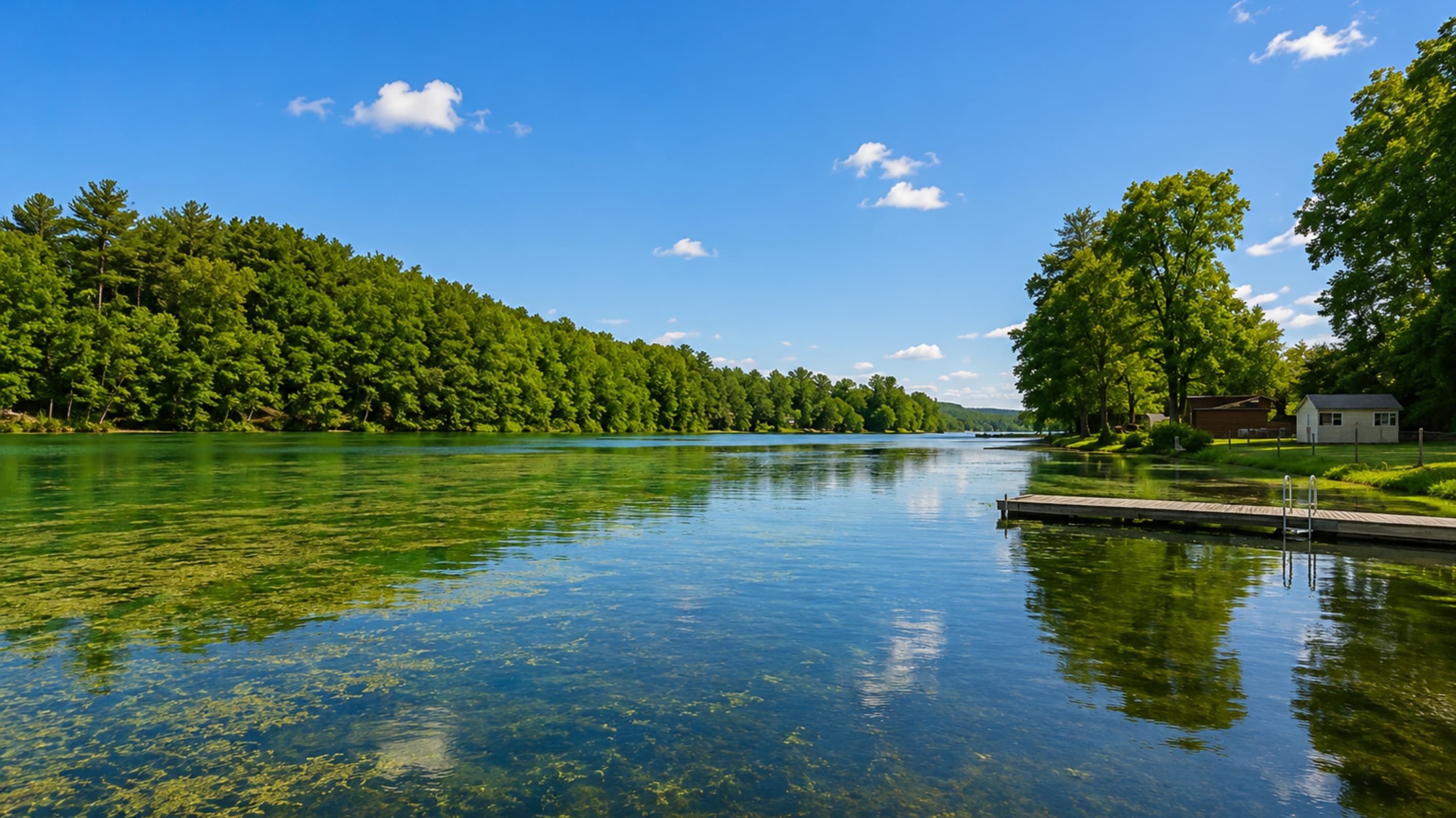 Clear lake water along the shoreline