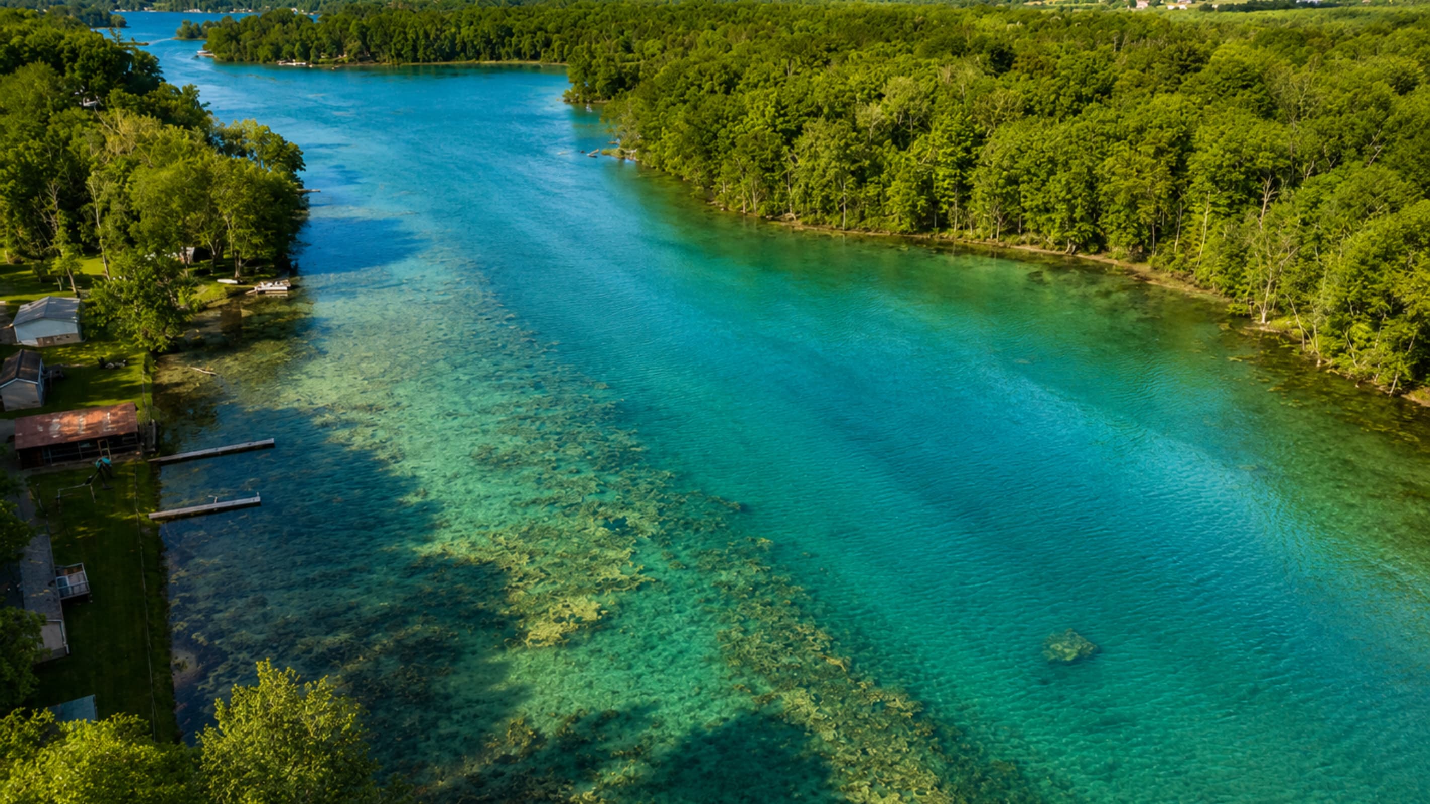 Aerial view of clear shallow water