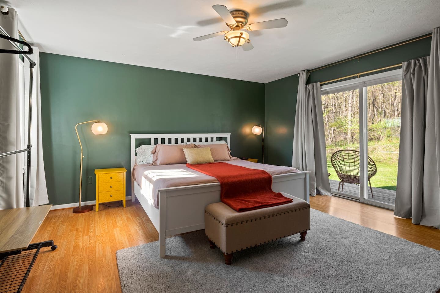 Bedroom with green accent wall