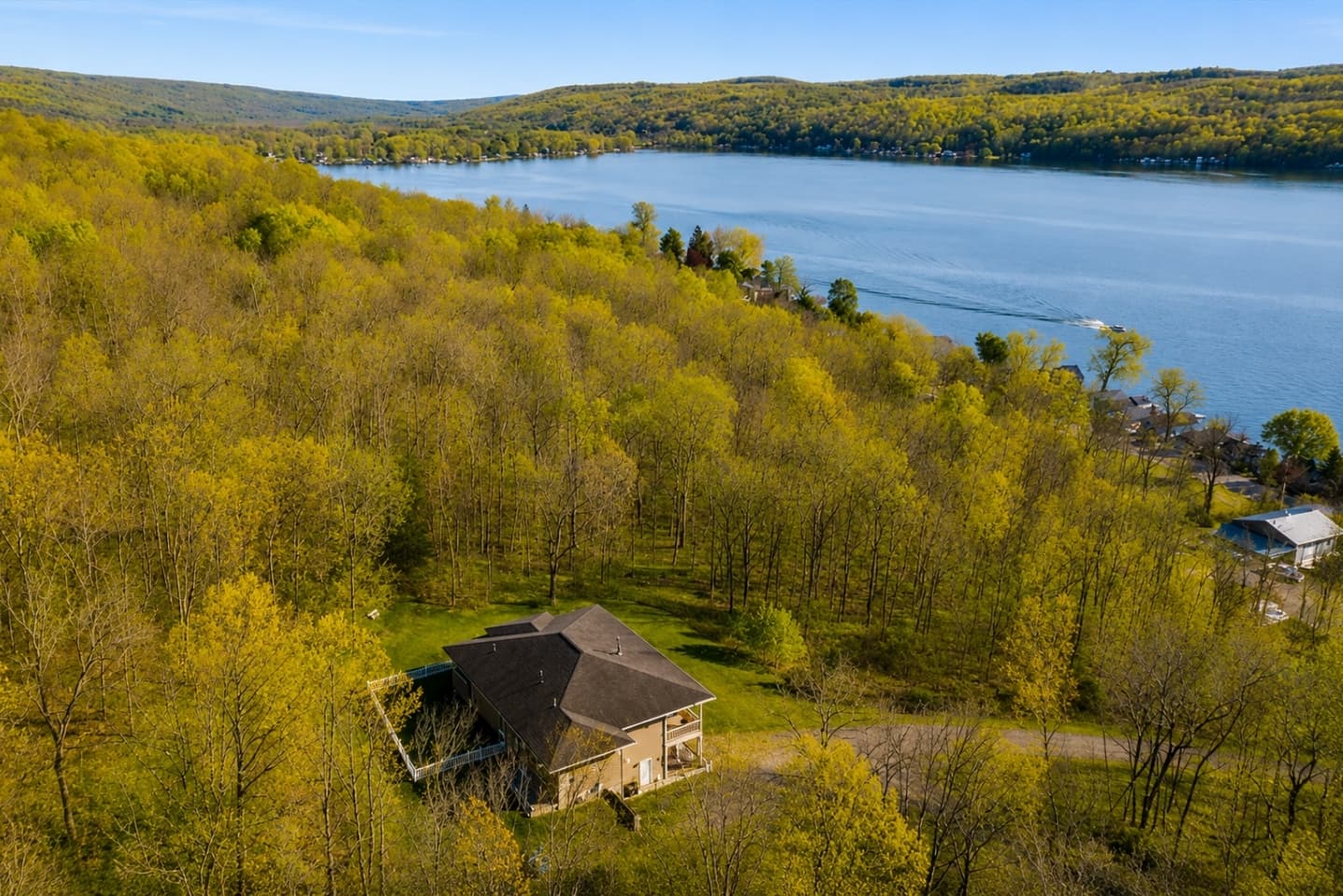 Property overlooking the lake and wooded shoreline