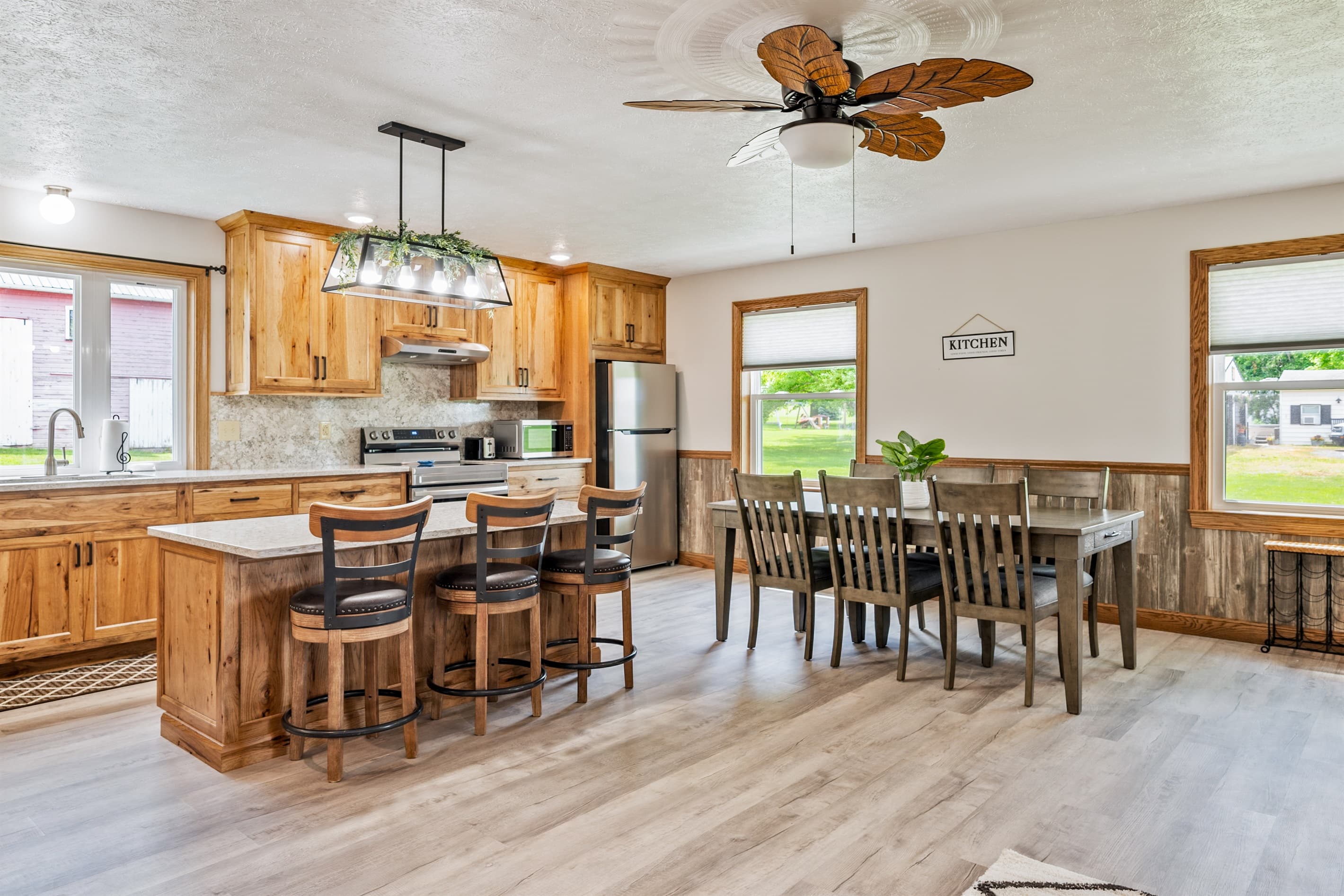 Dining table connecting the kitchen and living area