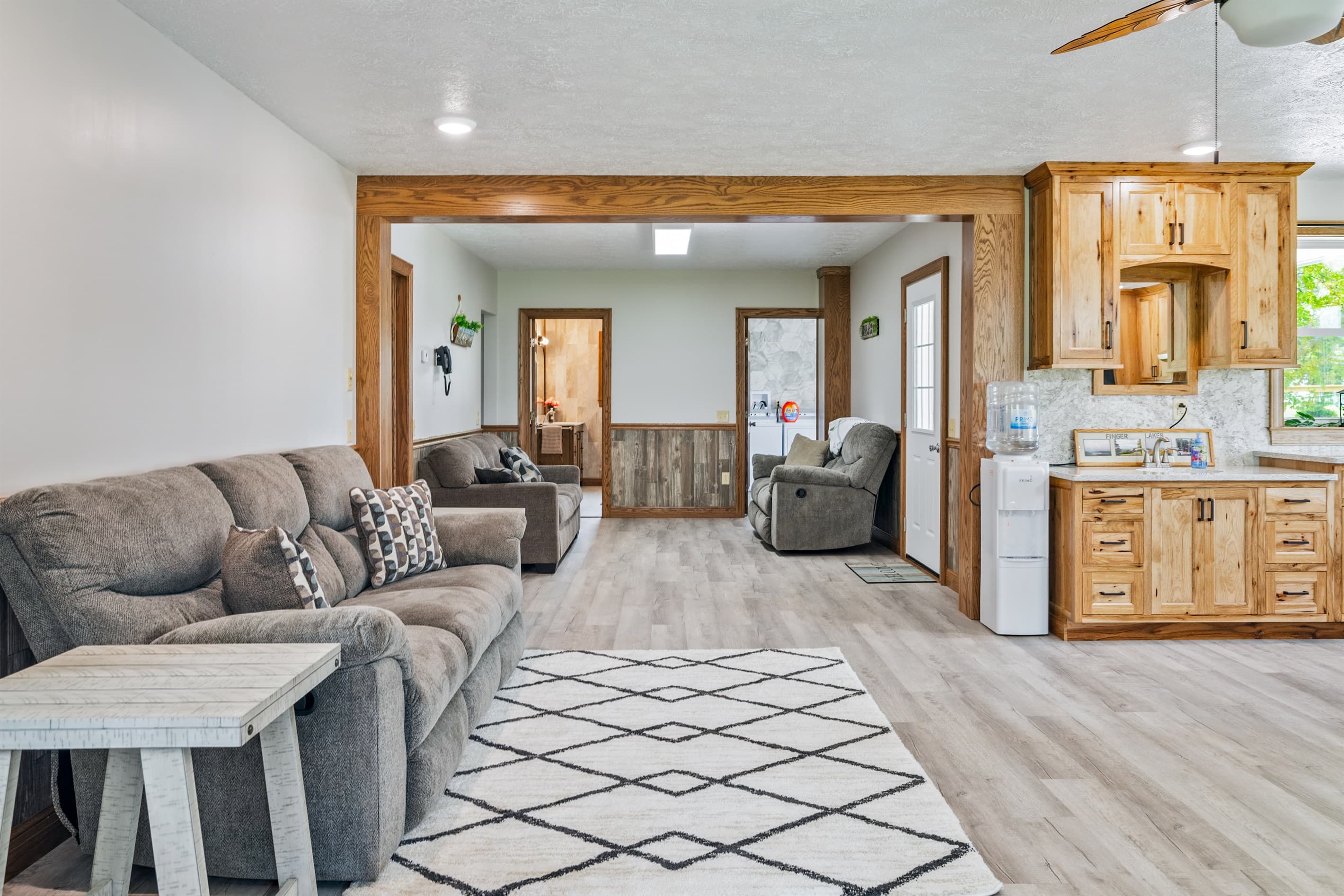 Living room opening directly into the kitchen
