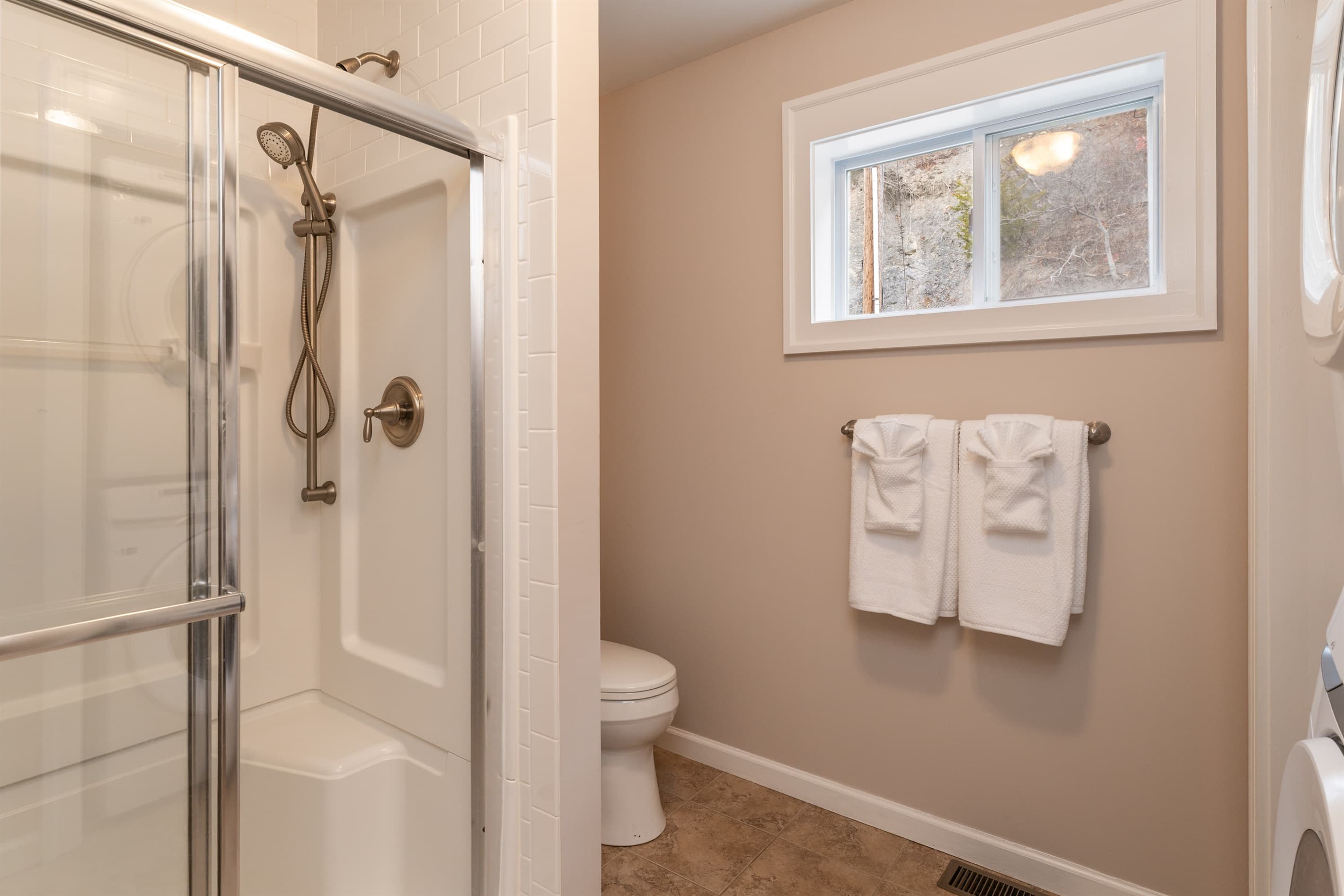Main-floor bathroom with glass shower