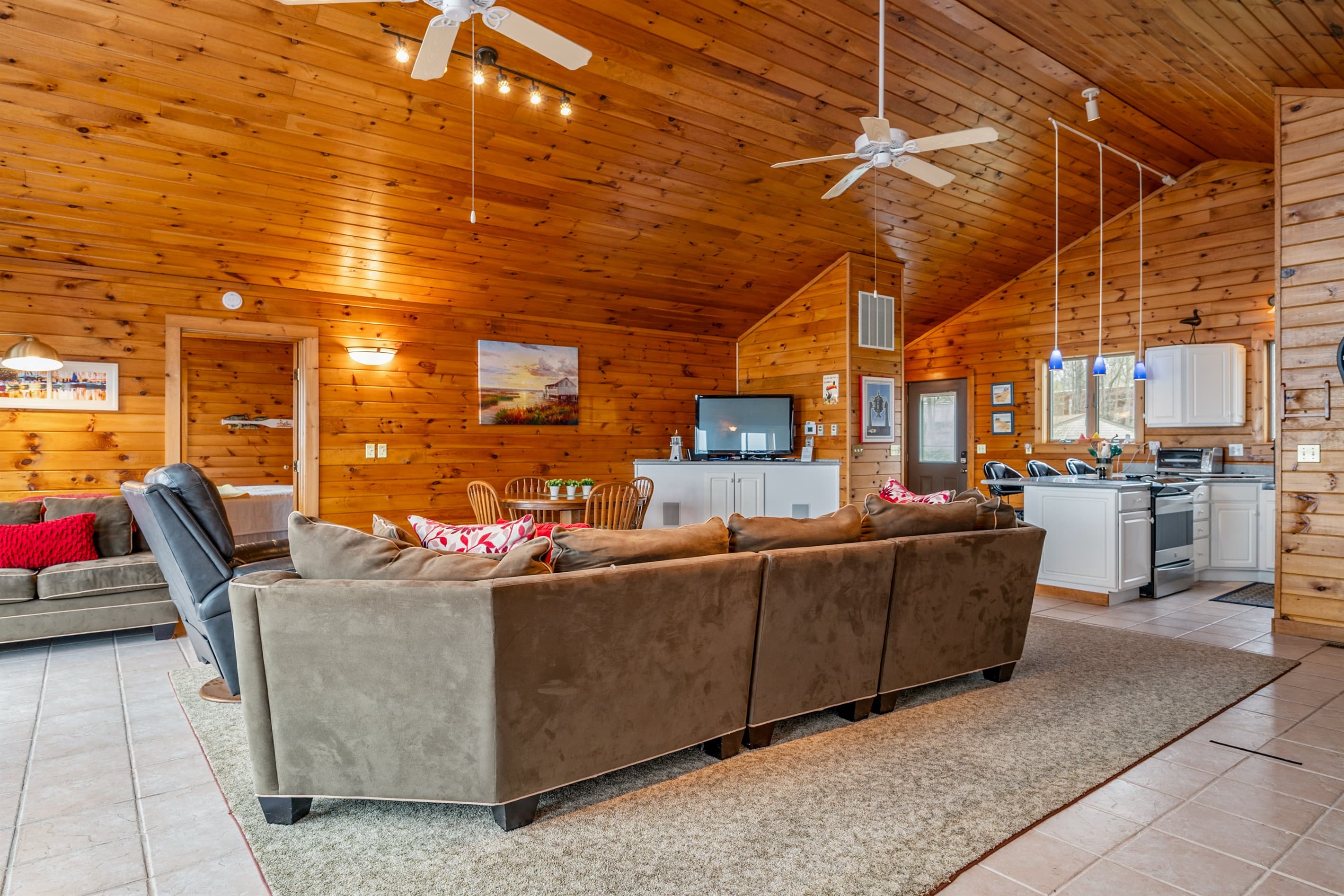 Living area beside the open kitchen