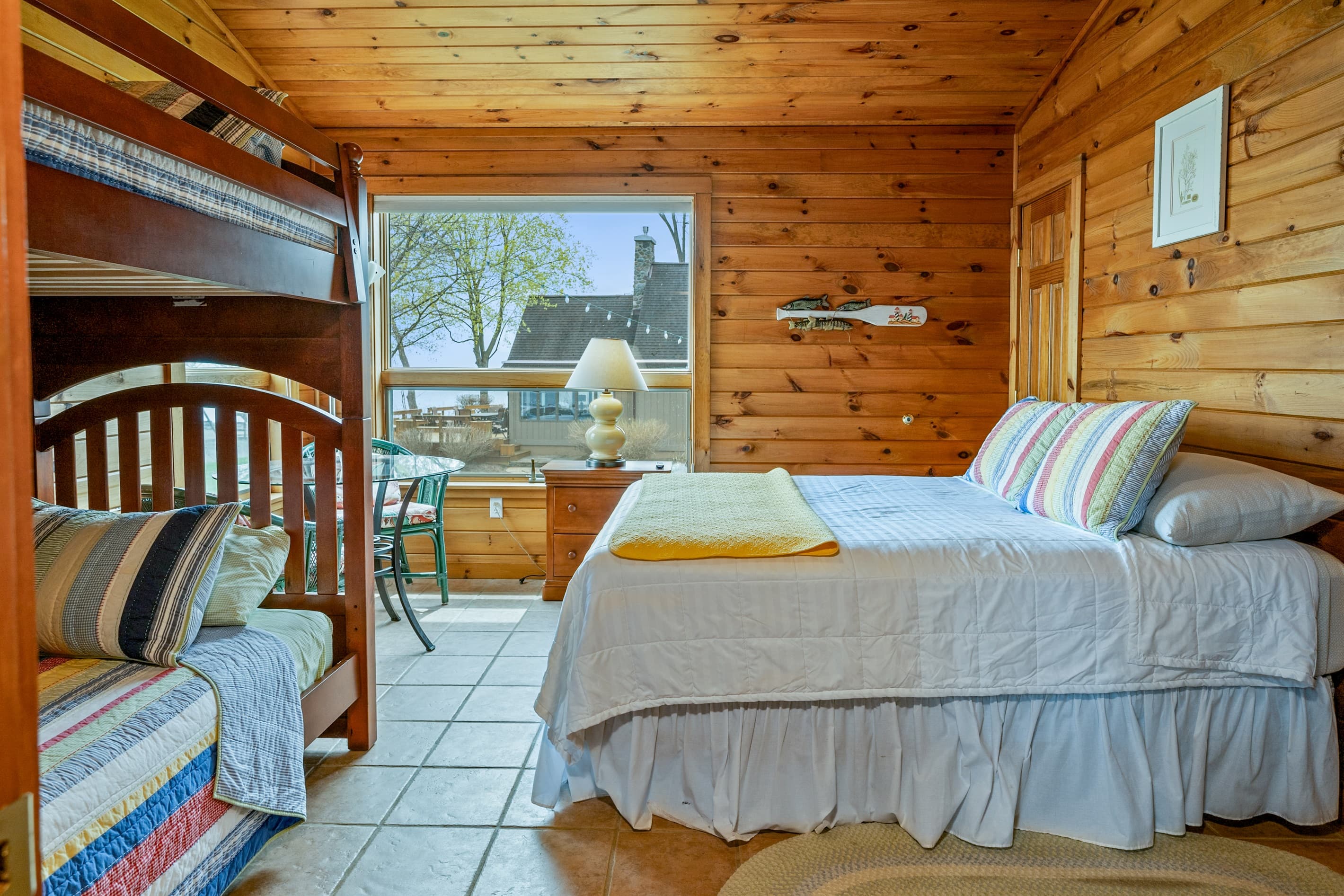 Bedroom seating beside a large window