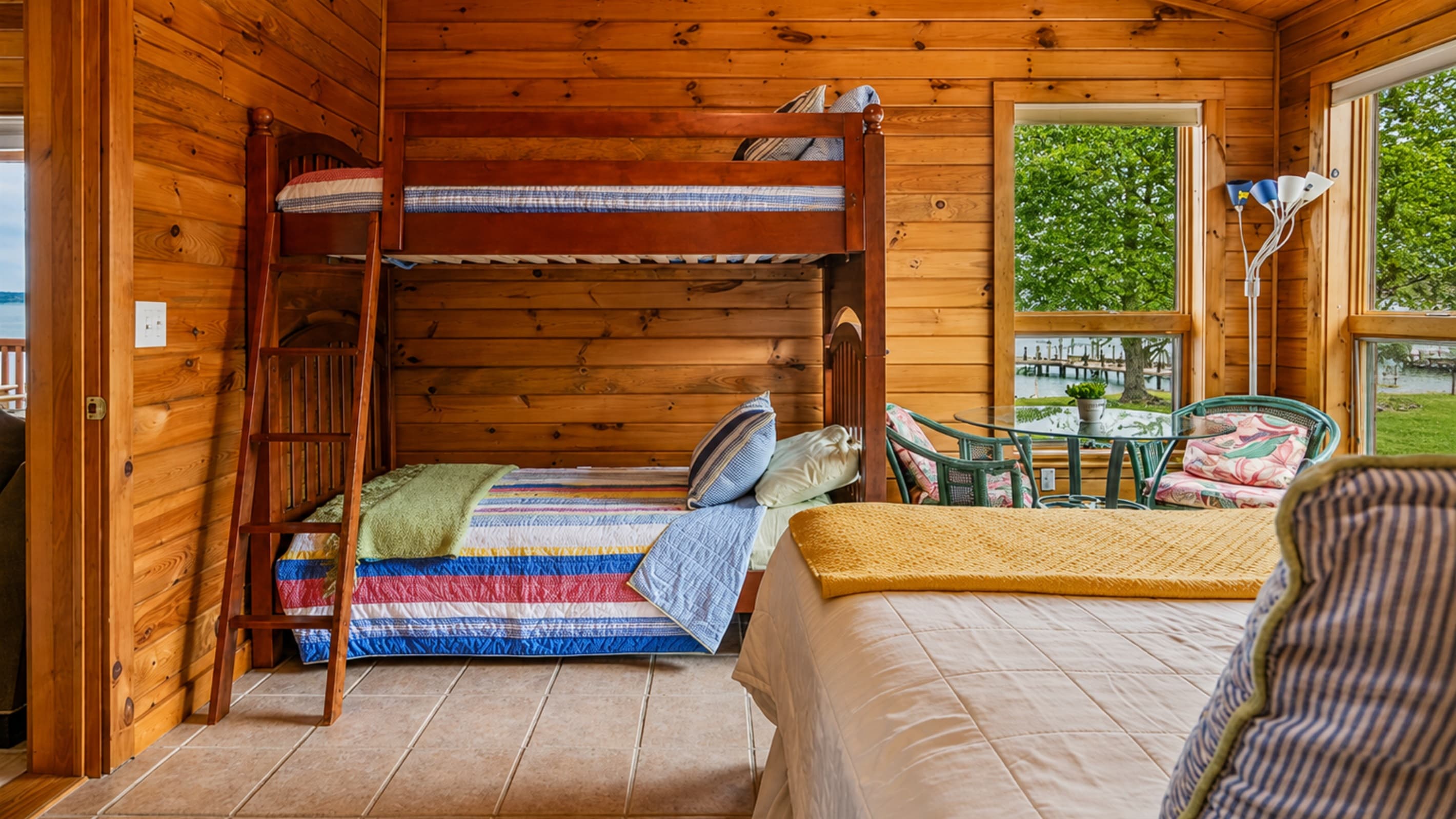 Bunk room with multiple sleeping spaces