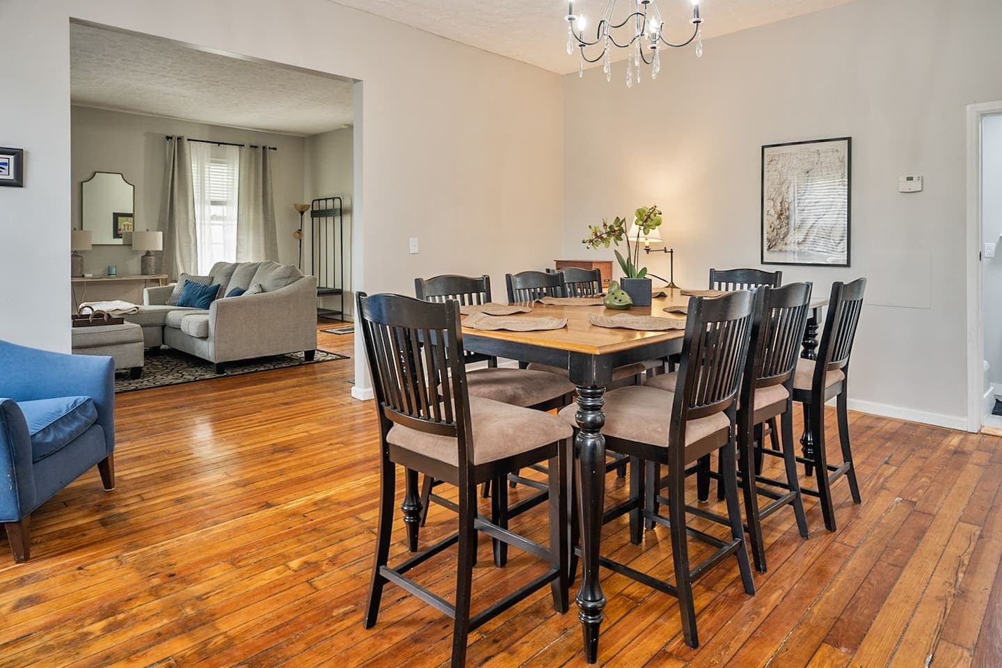 Open dining area with seating for eight