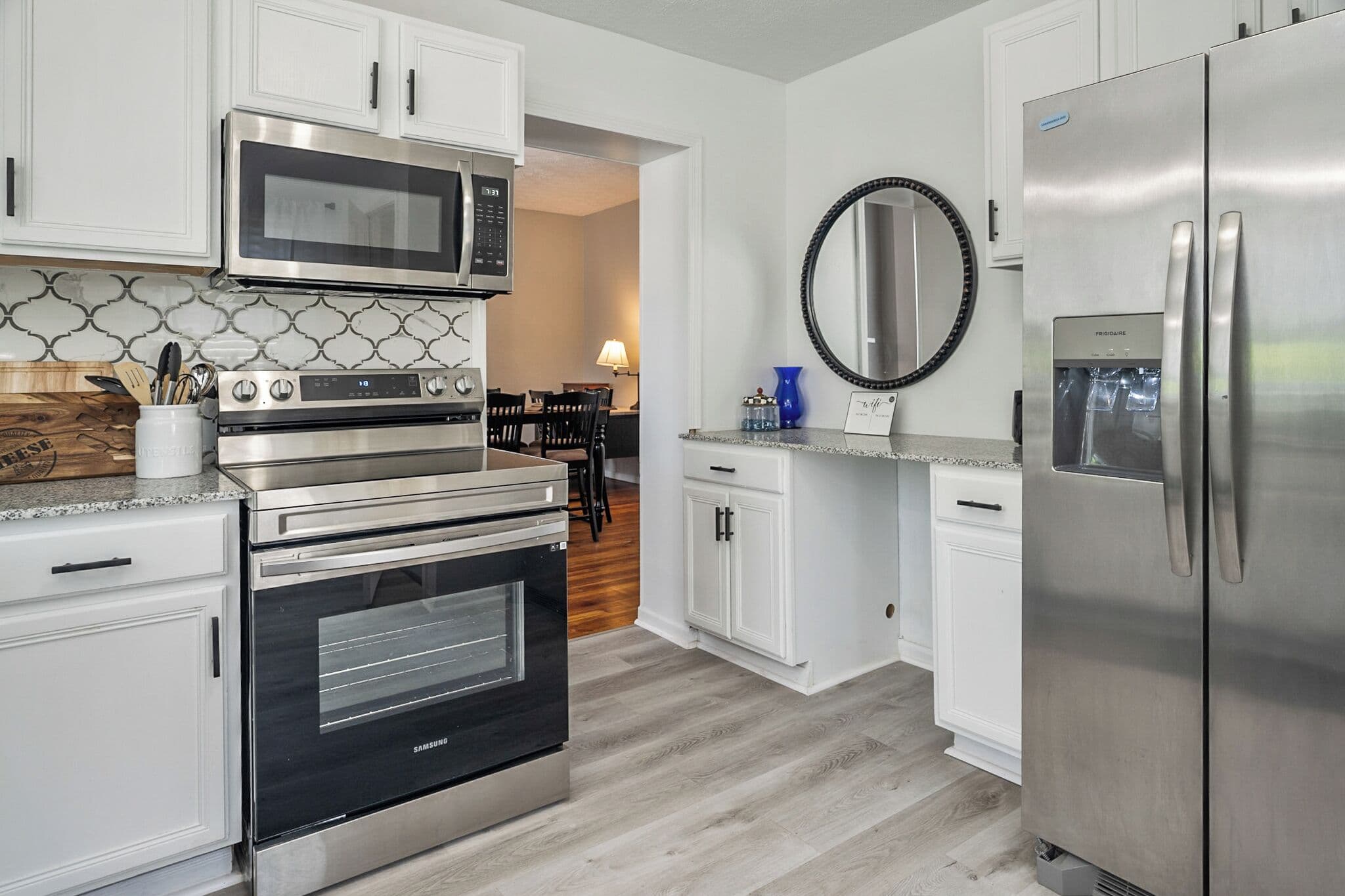 Kitchen with stainless steel appliances