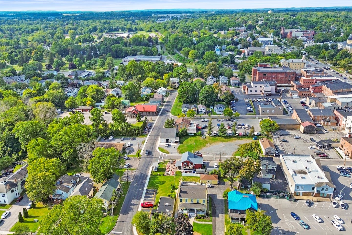 Aerial view of the surrounding neighborhood