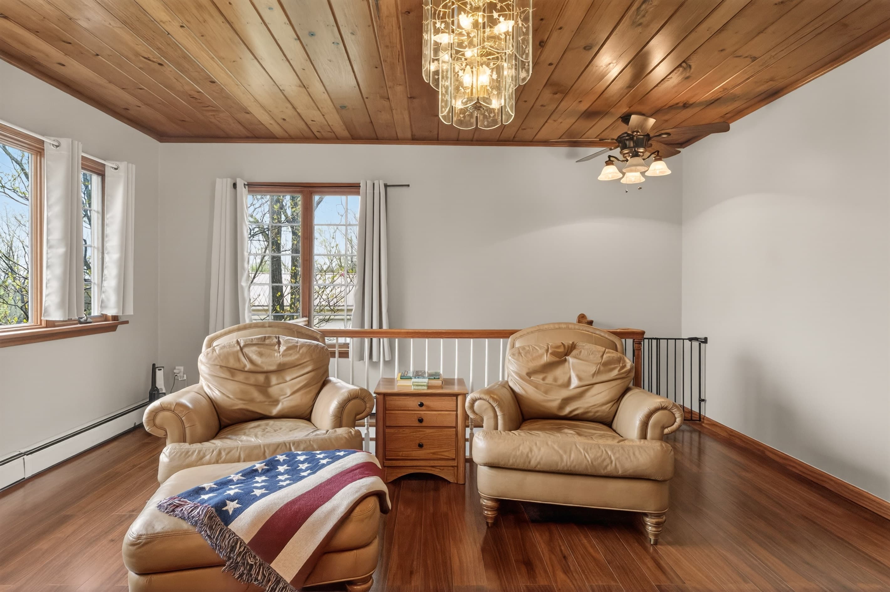 Living room with leather seating 