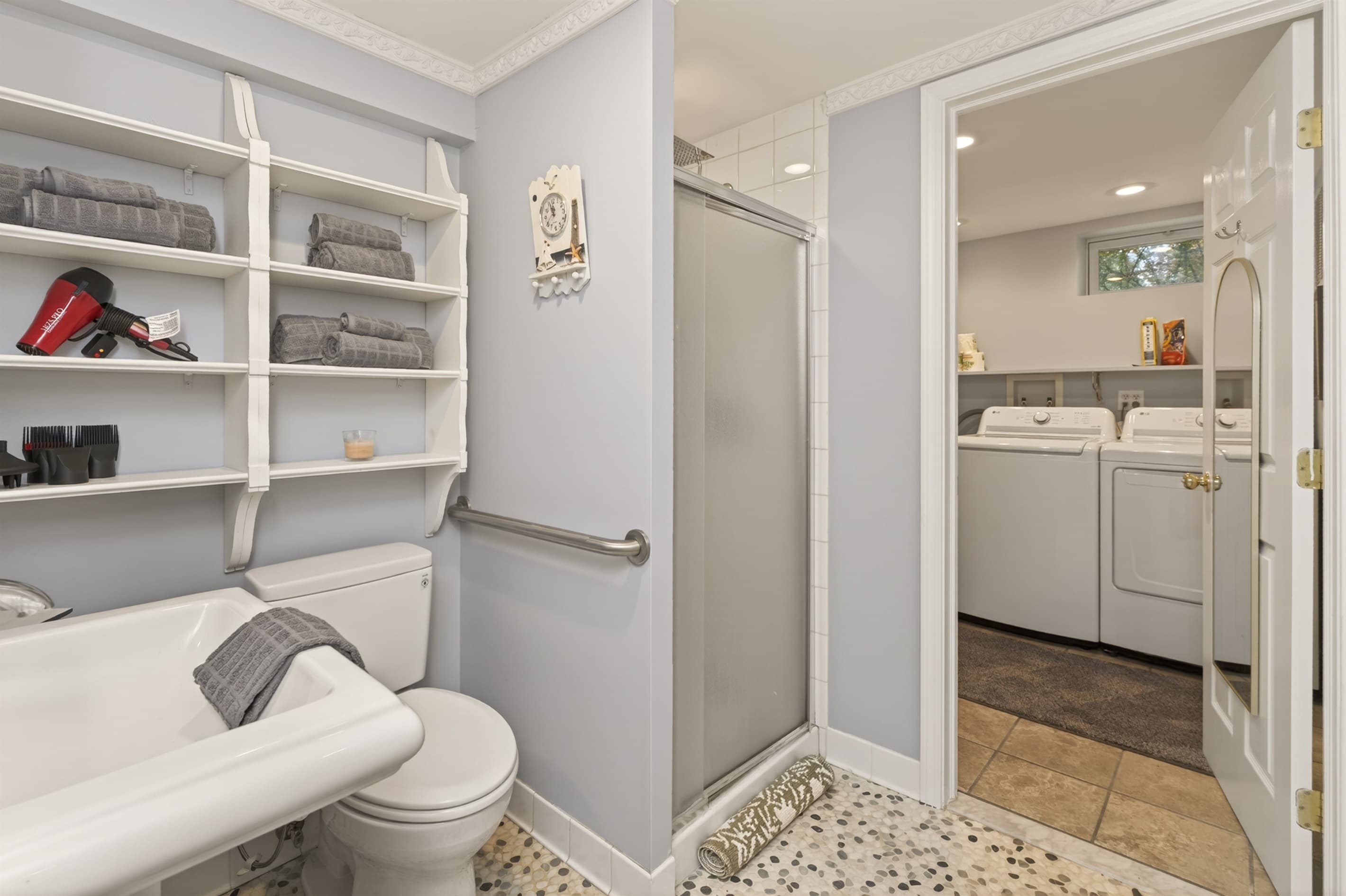 Bathroom with enclosed walk-in shower