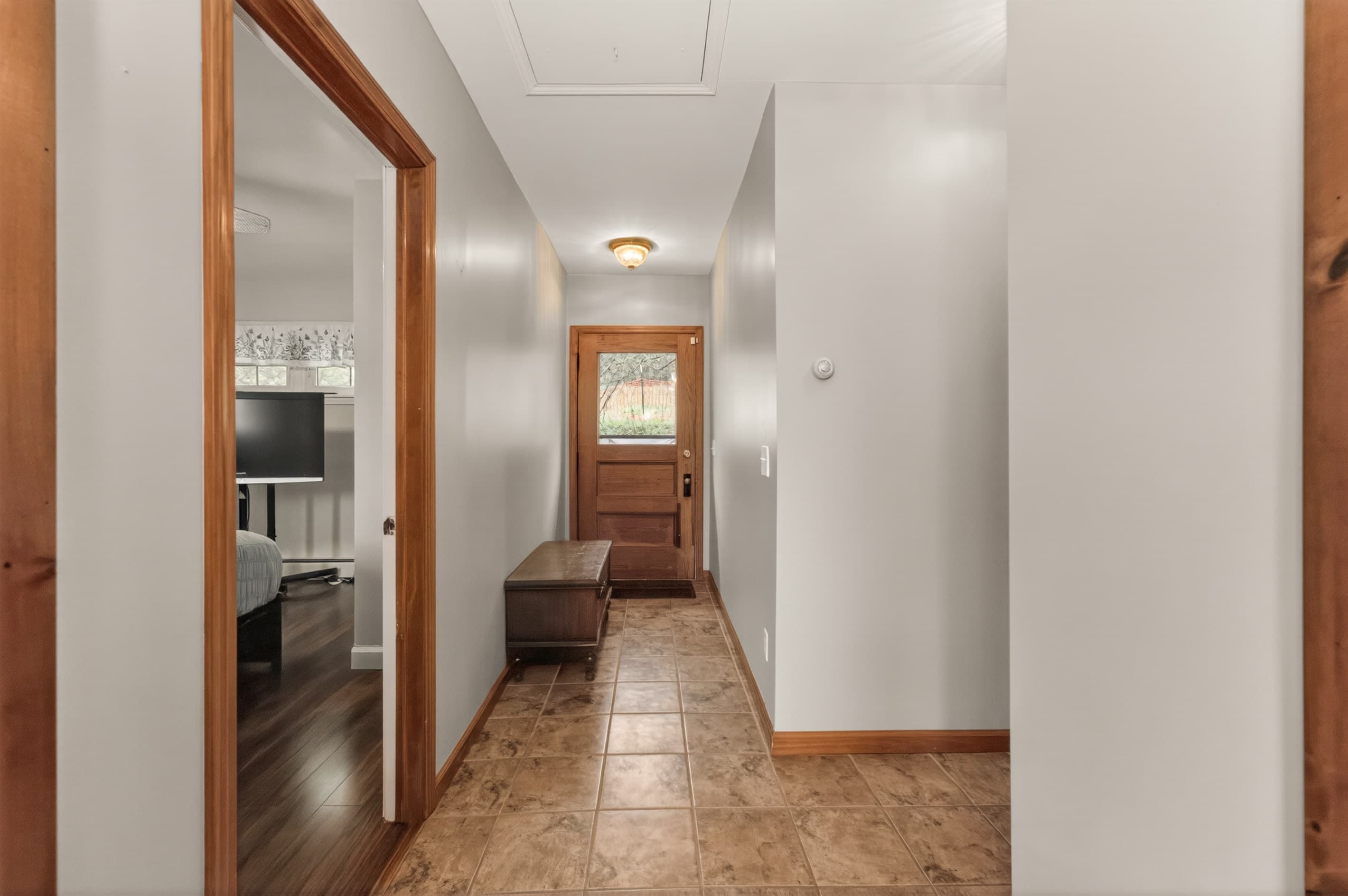 Interior hallway connecting the bedrooms