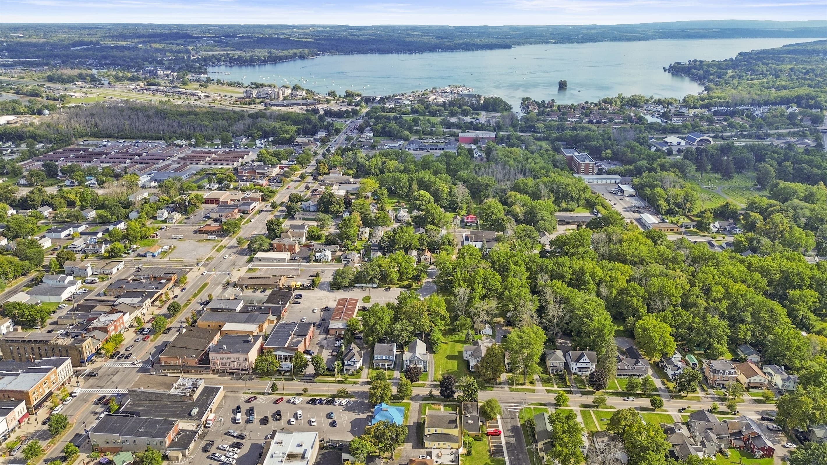 Aerial view of the surrounding neighborhood