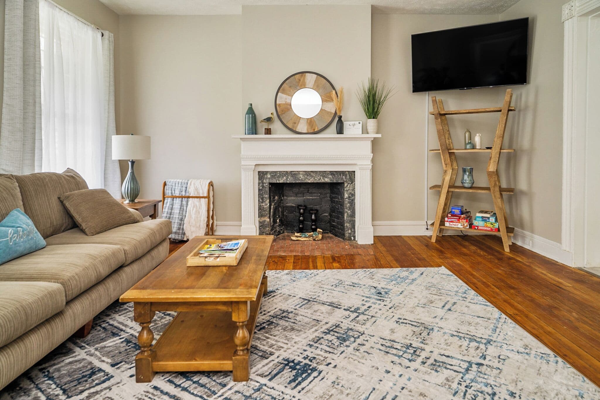 Living room with wall mounted television