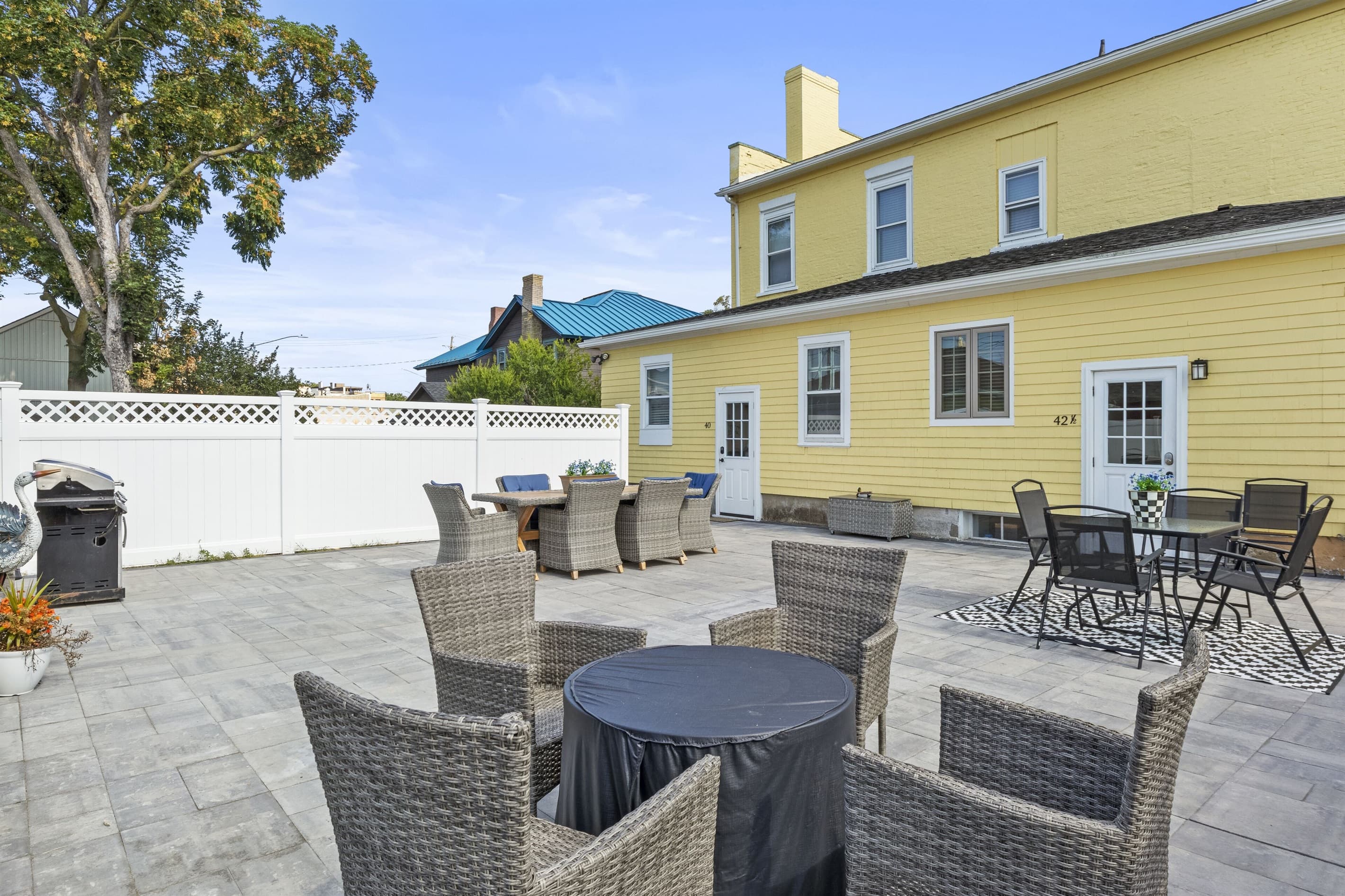 Patio with dining and lounge furniture