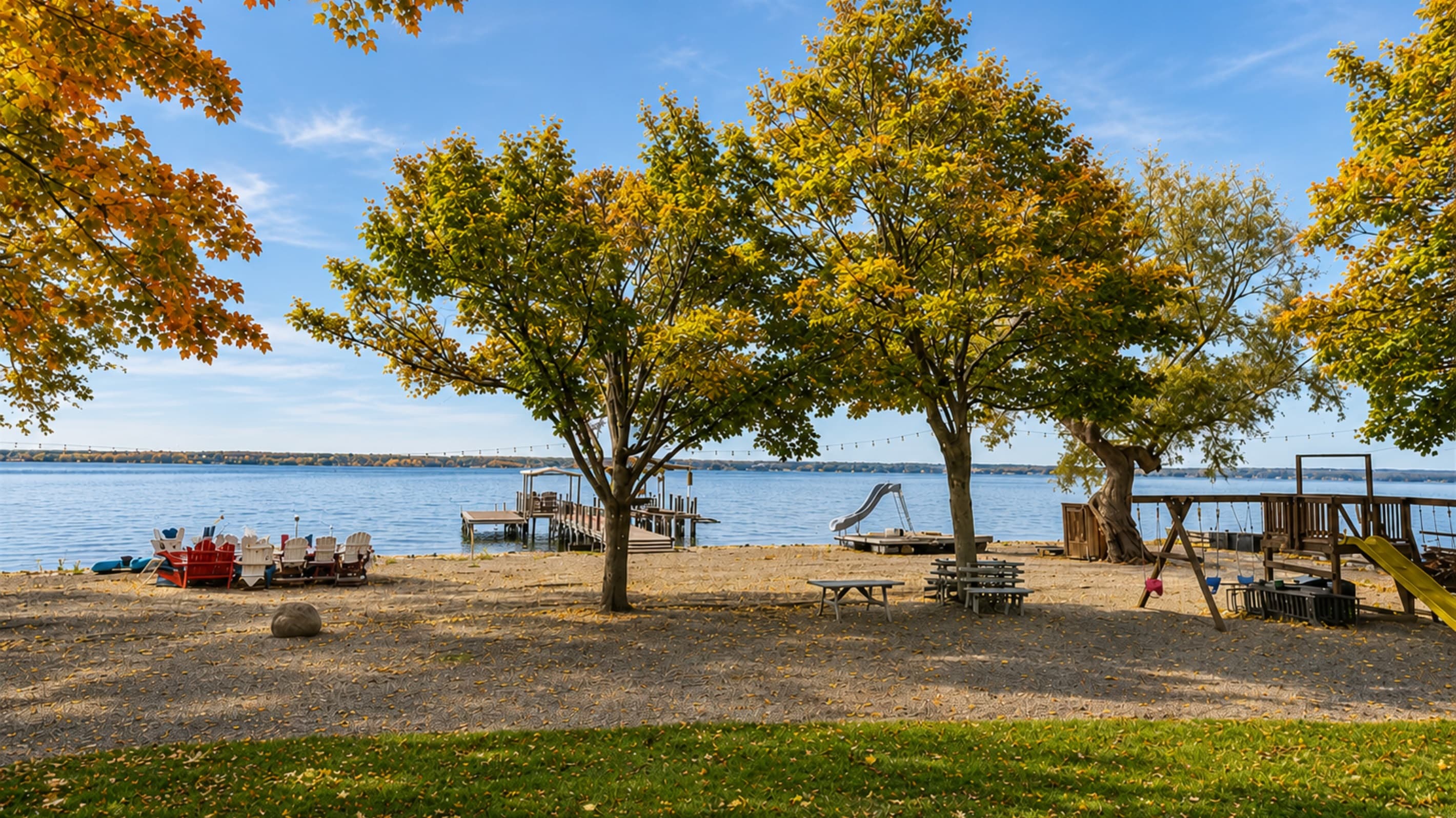 Shaded shoreline with direct water access