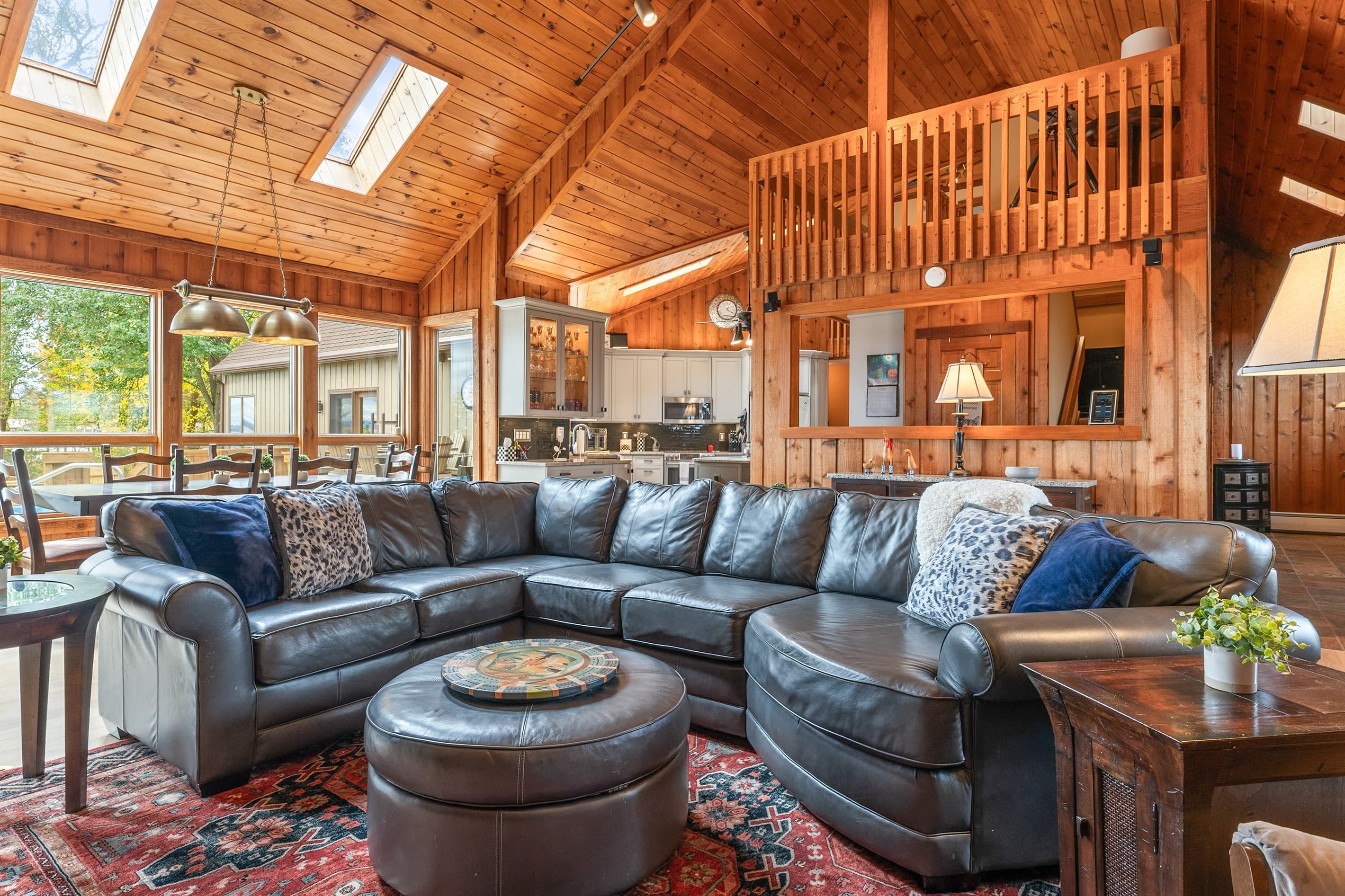 Family room with wraparound sectional seating