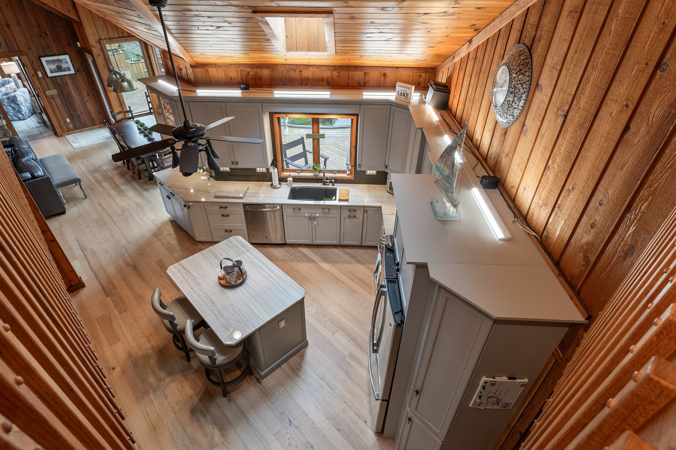 Overhead view of the open living area
