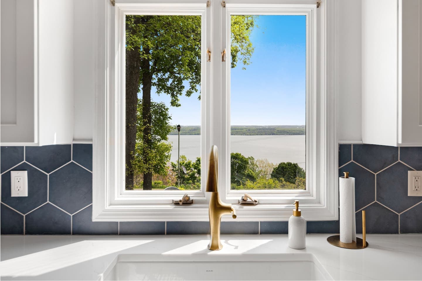 Kitchen window overlooking Cayuga Lake