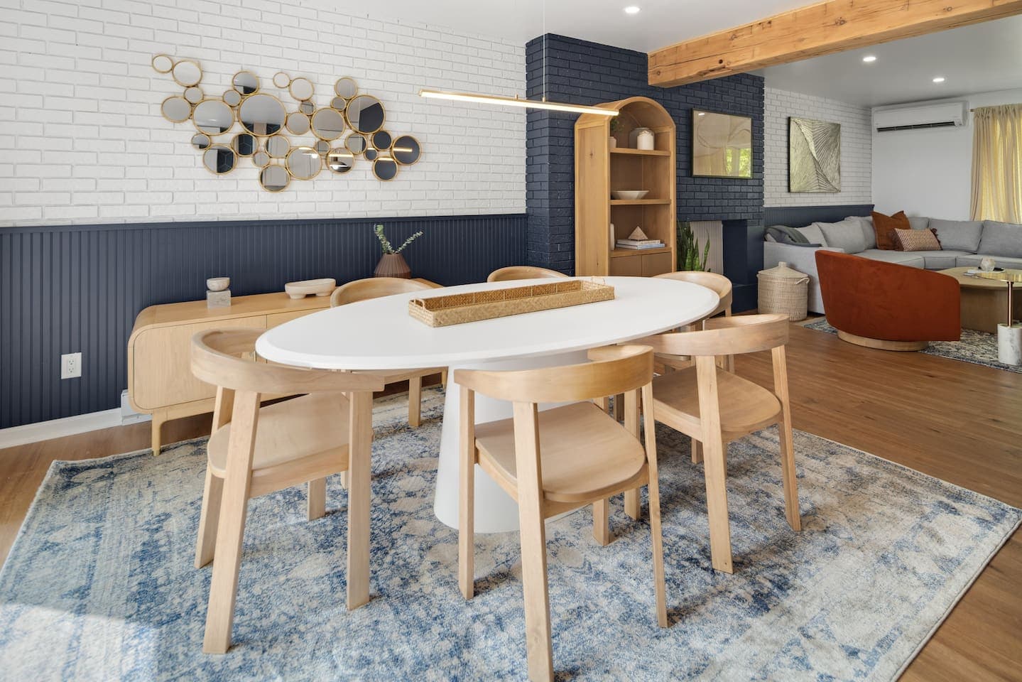 Open dining and living area