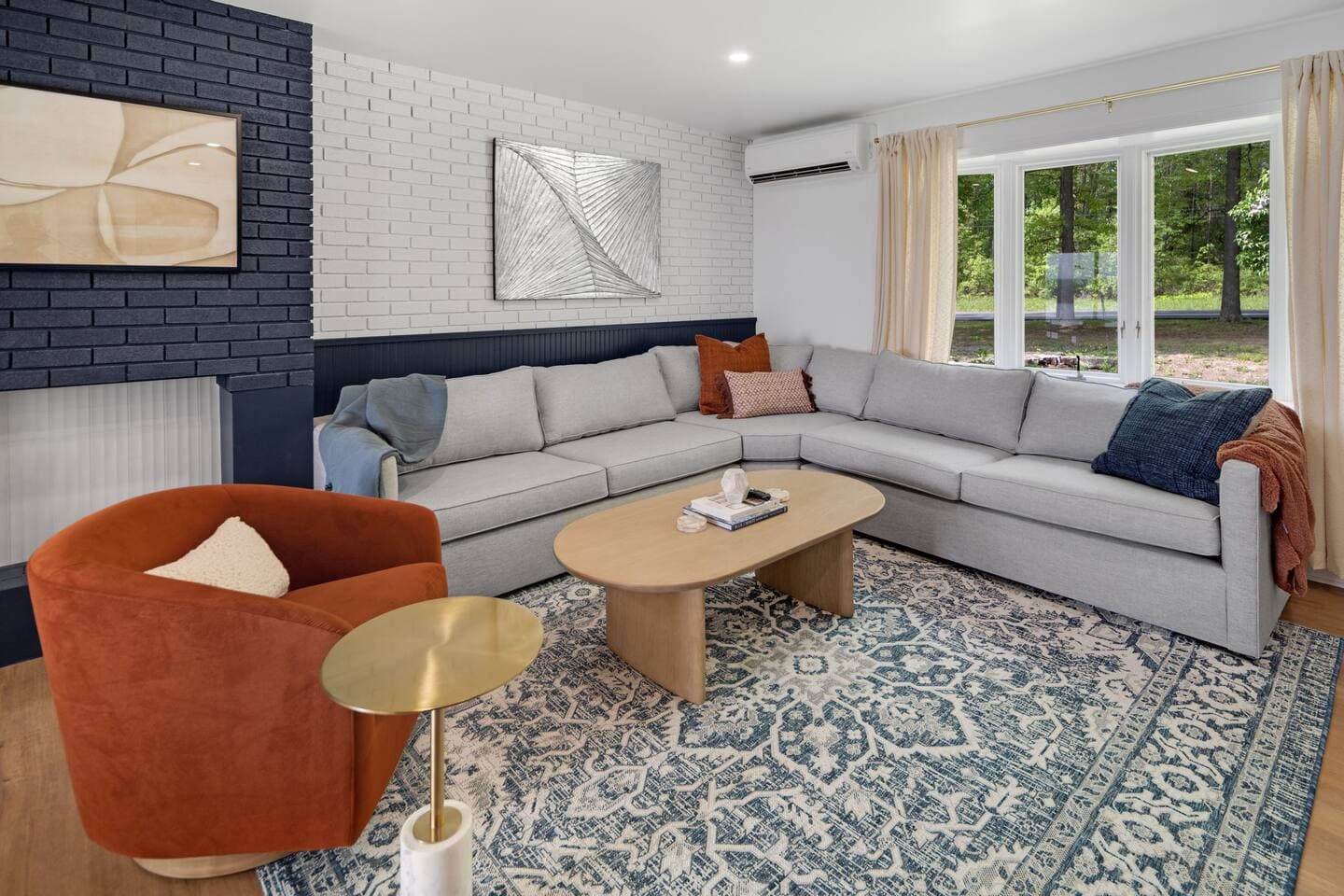 Bright living room with modern furnishings