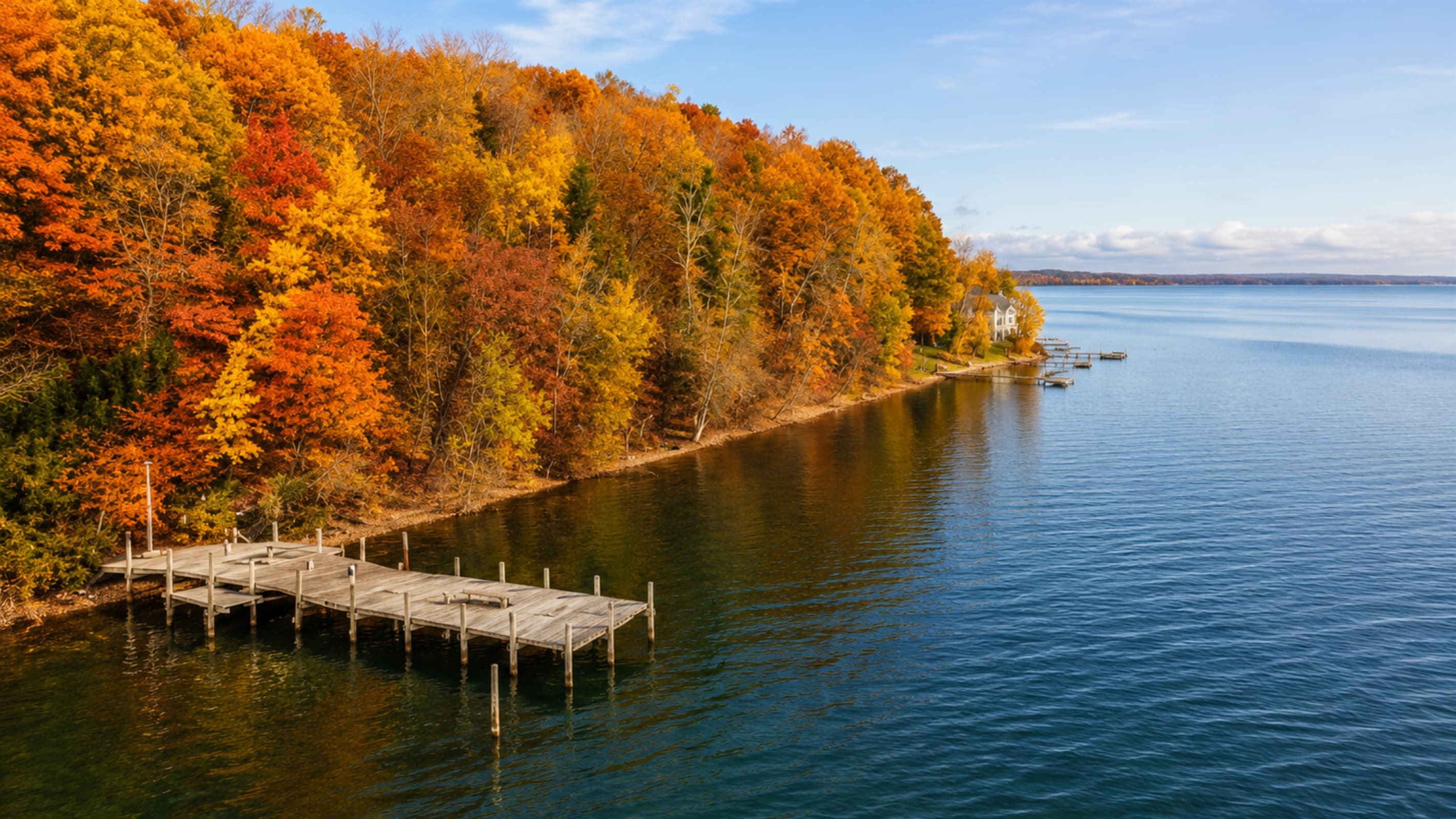 Autumn shoreline along Cayuga Lake