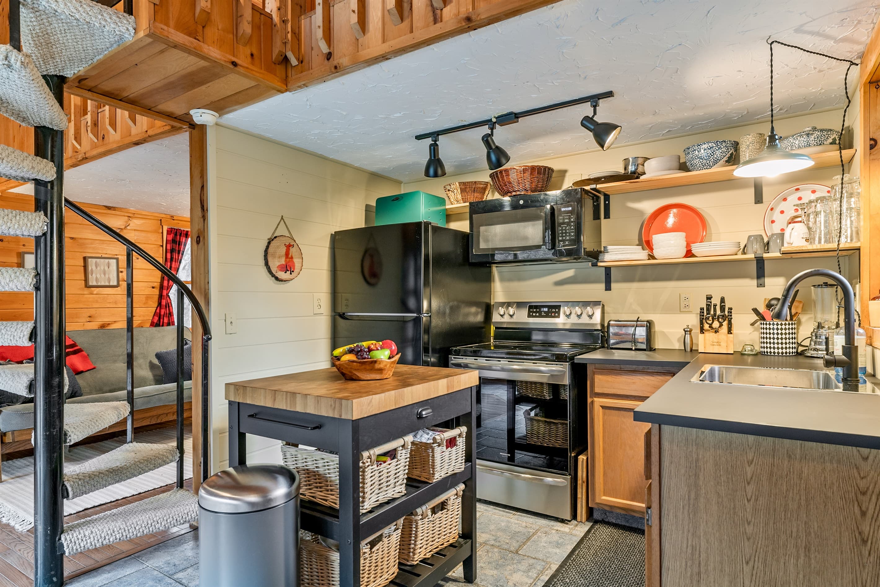 Kitchen with wooden island