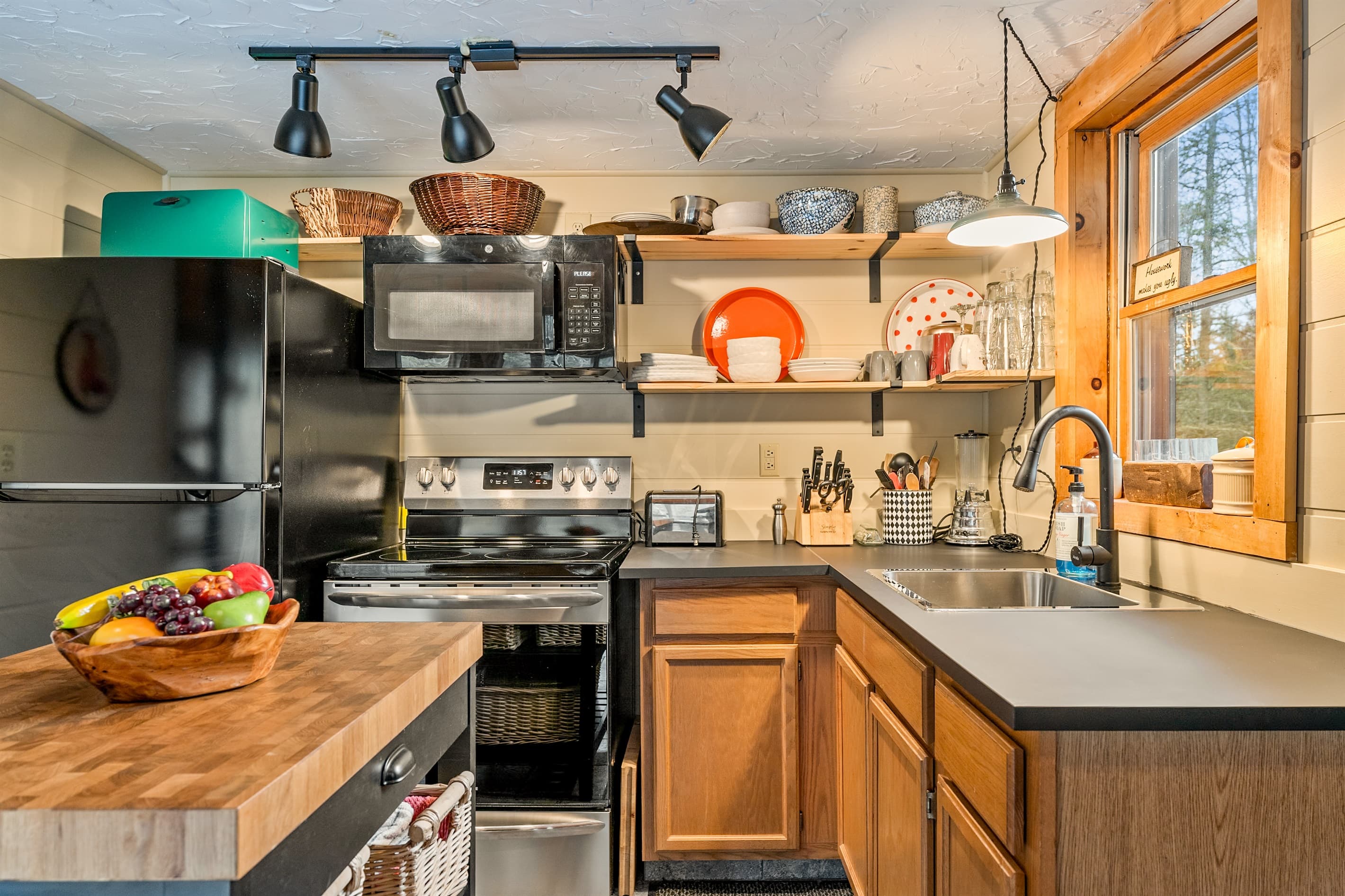 Kitchen with stainless steel appliances