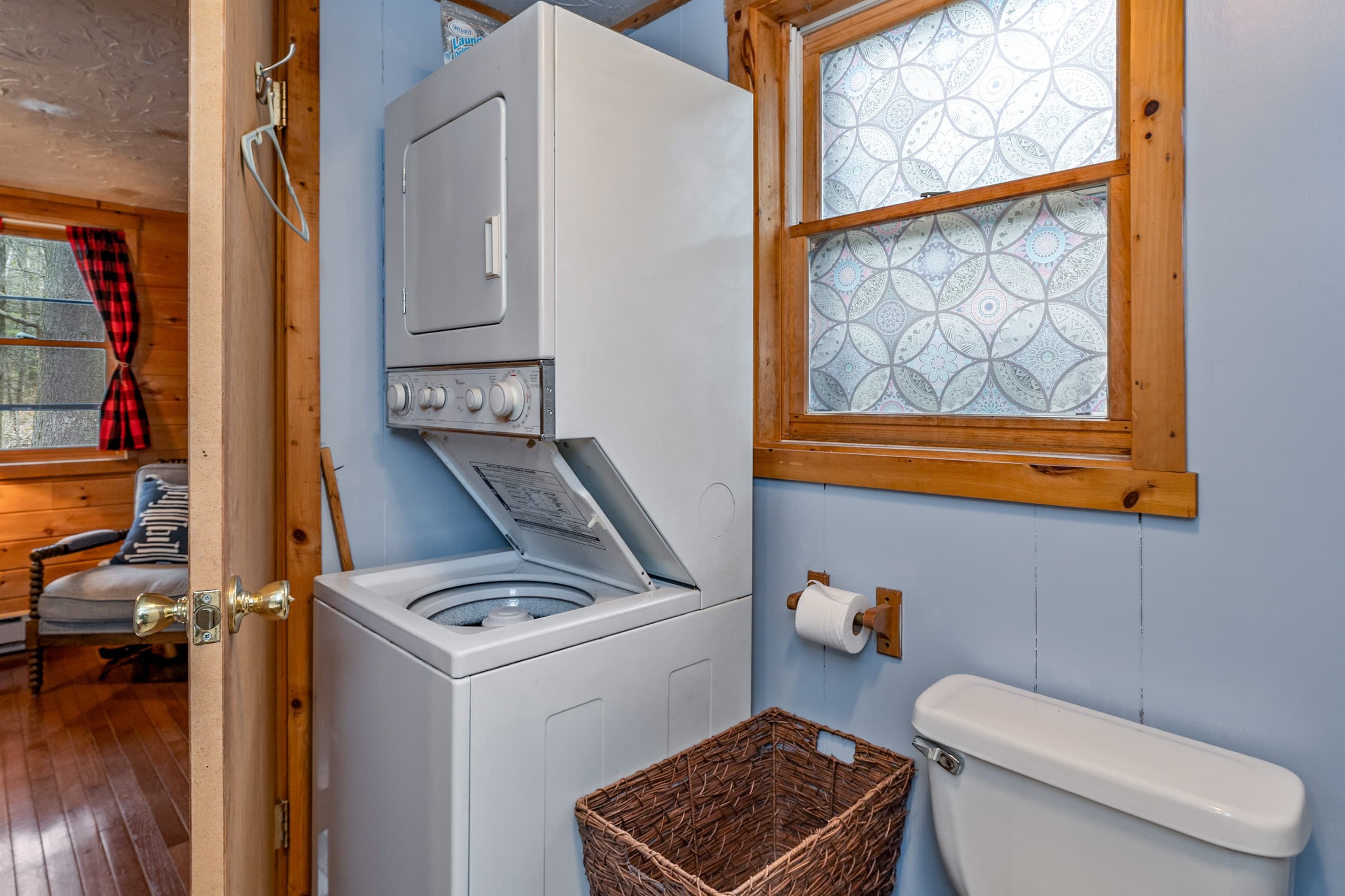 Bathroom with washer and dryer