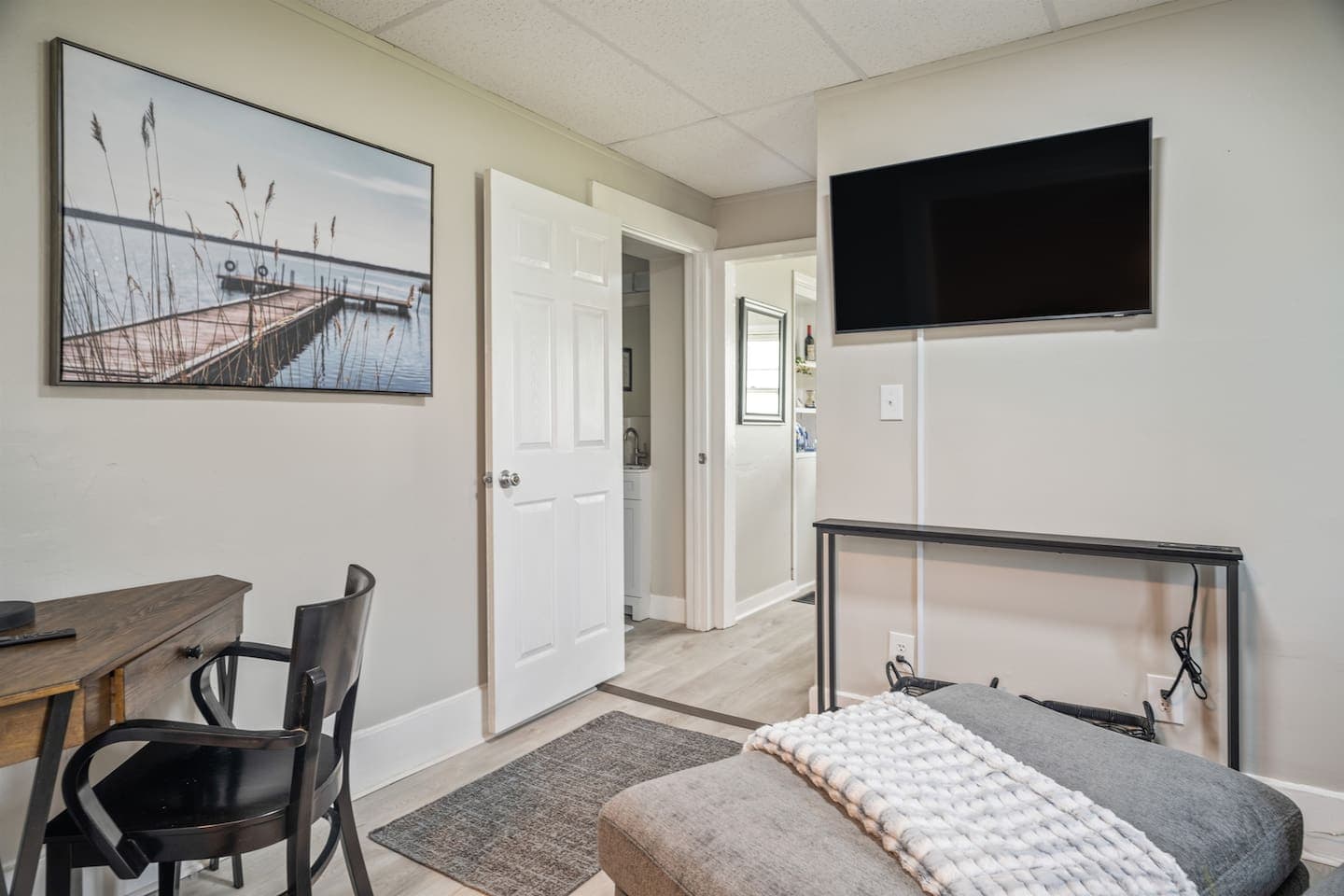 Living area with television and dining space