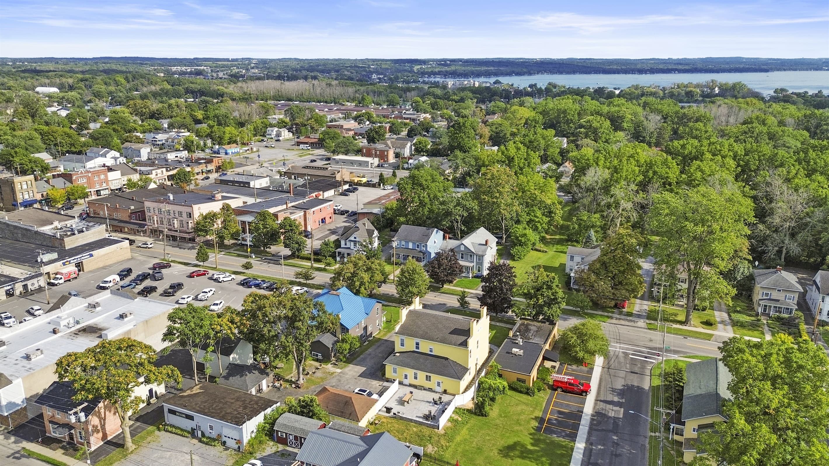 Downtown neighborhood viewed from above