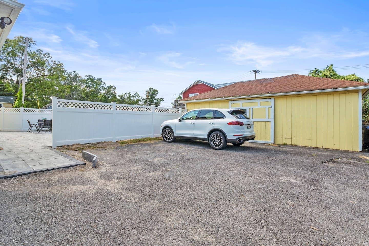 Private parking beside the detached garage