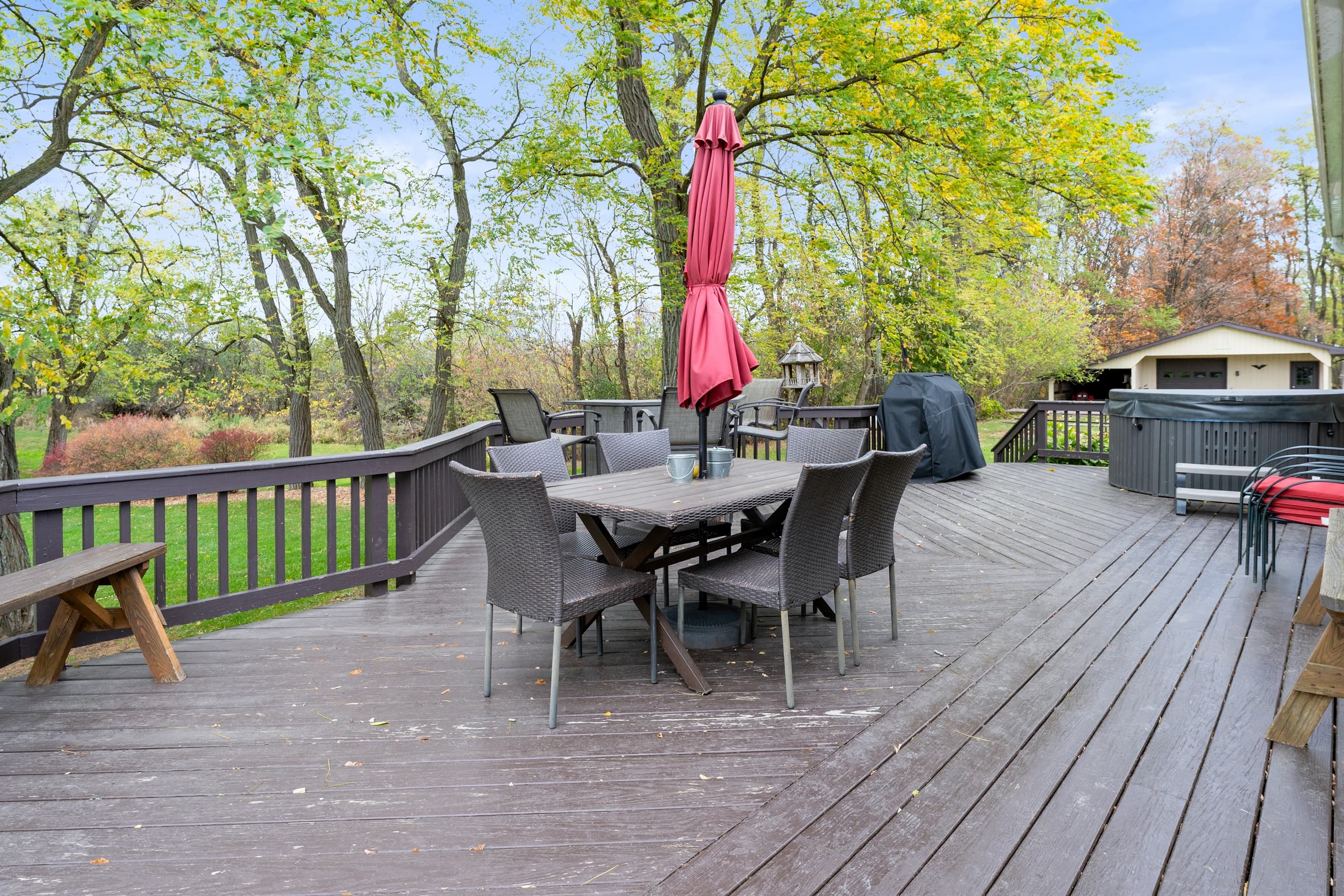 Deck dining area with gas grill