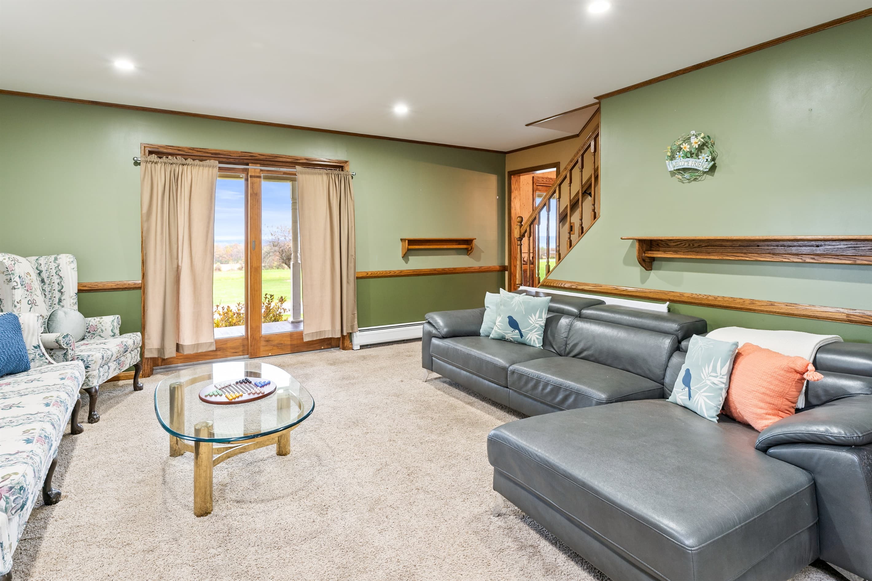 Spacious living room with ample seating