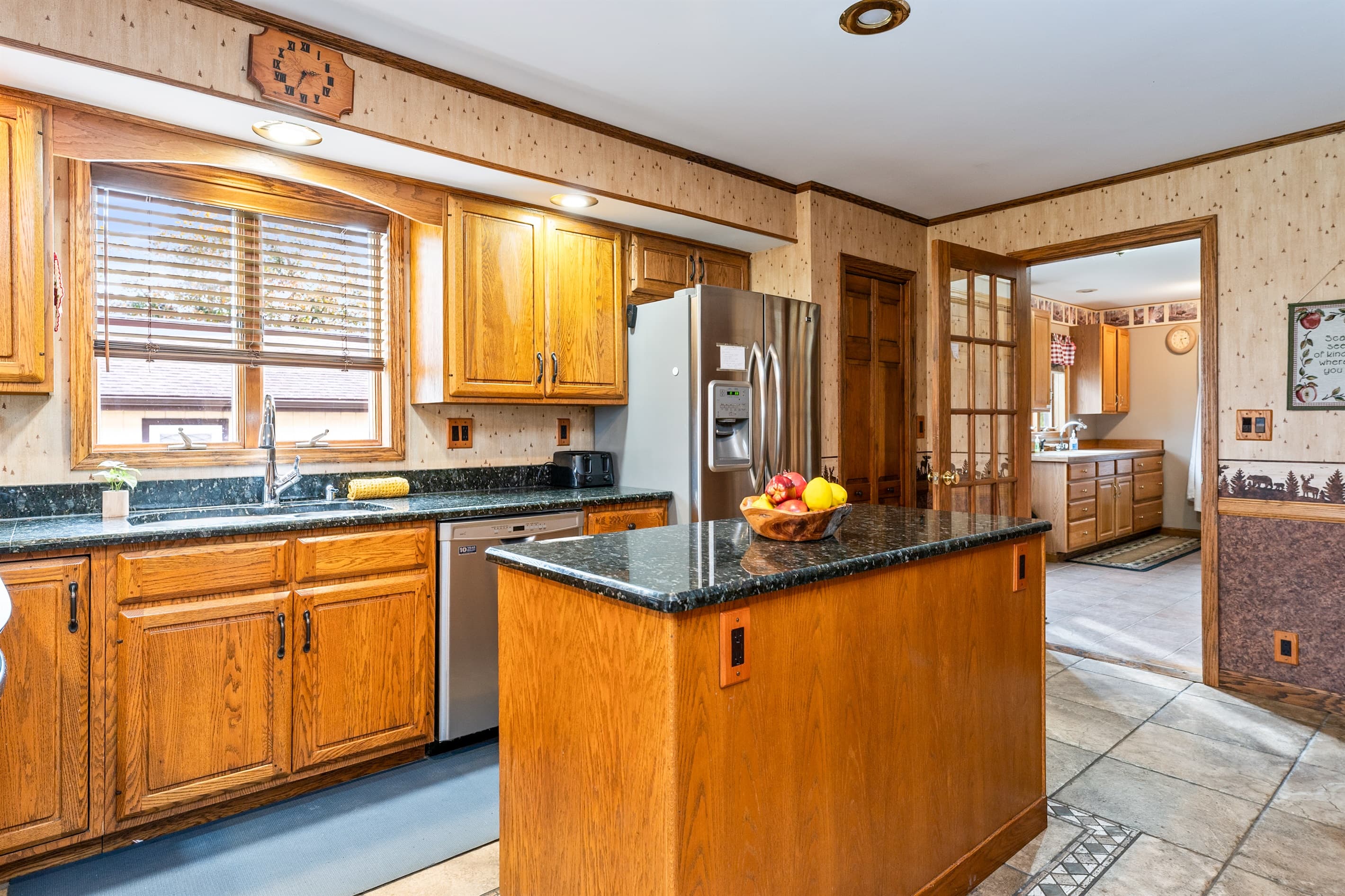 Kitchen island with granite counters