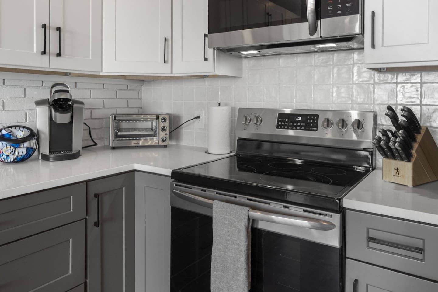 Kitchen with stainless steel appliances