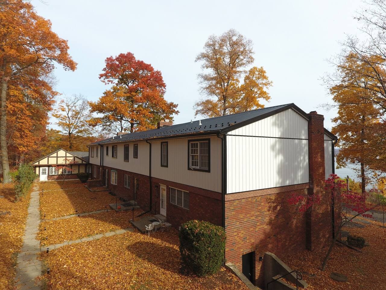 Exterior view surrounded by autumn trees
