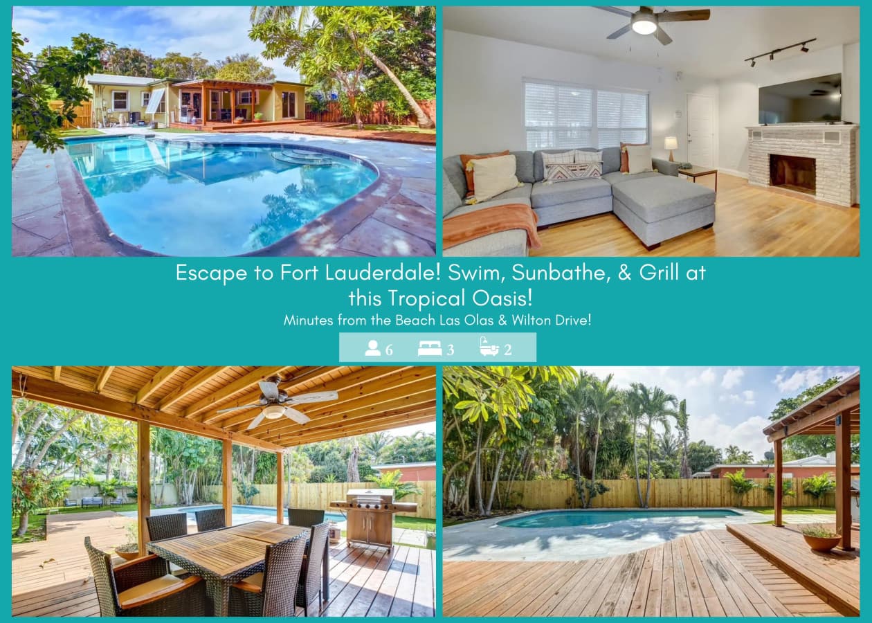 Tranquil Poolside Bliss + Pergola Deck & Turf Yard