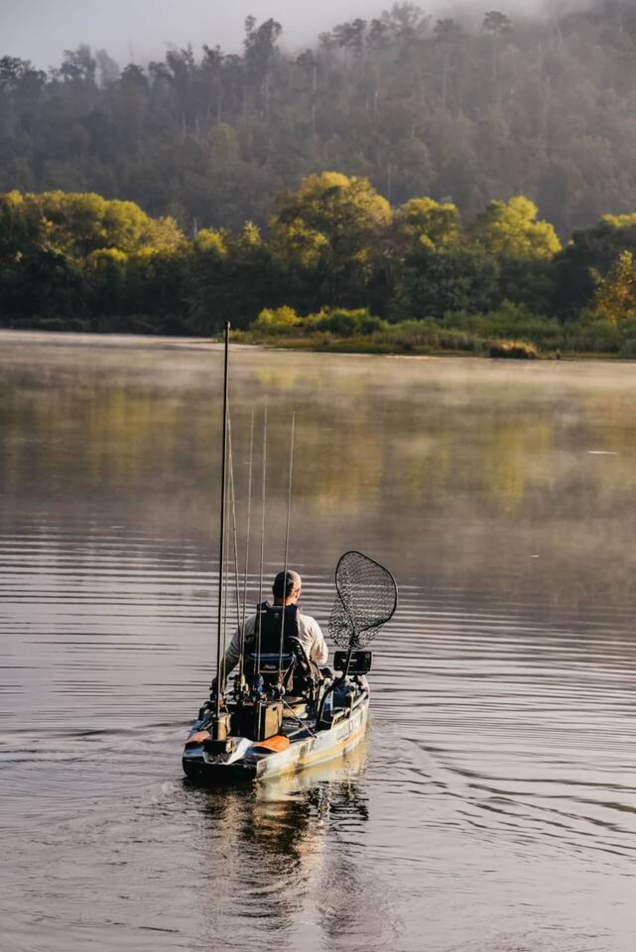 At lake fishing boat
