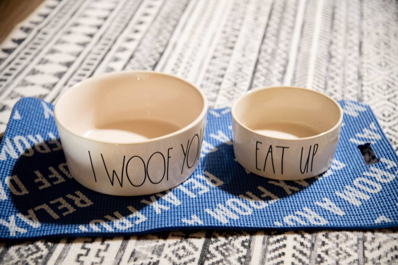LL Dog bowls and mat