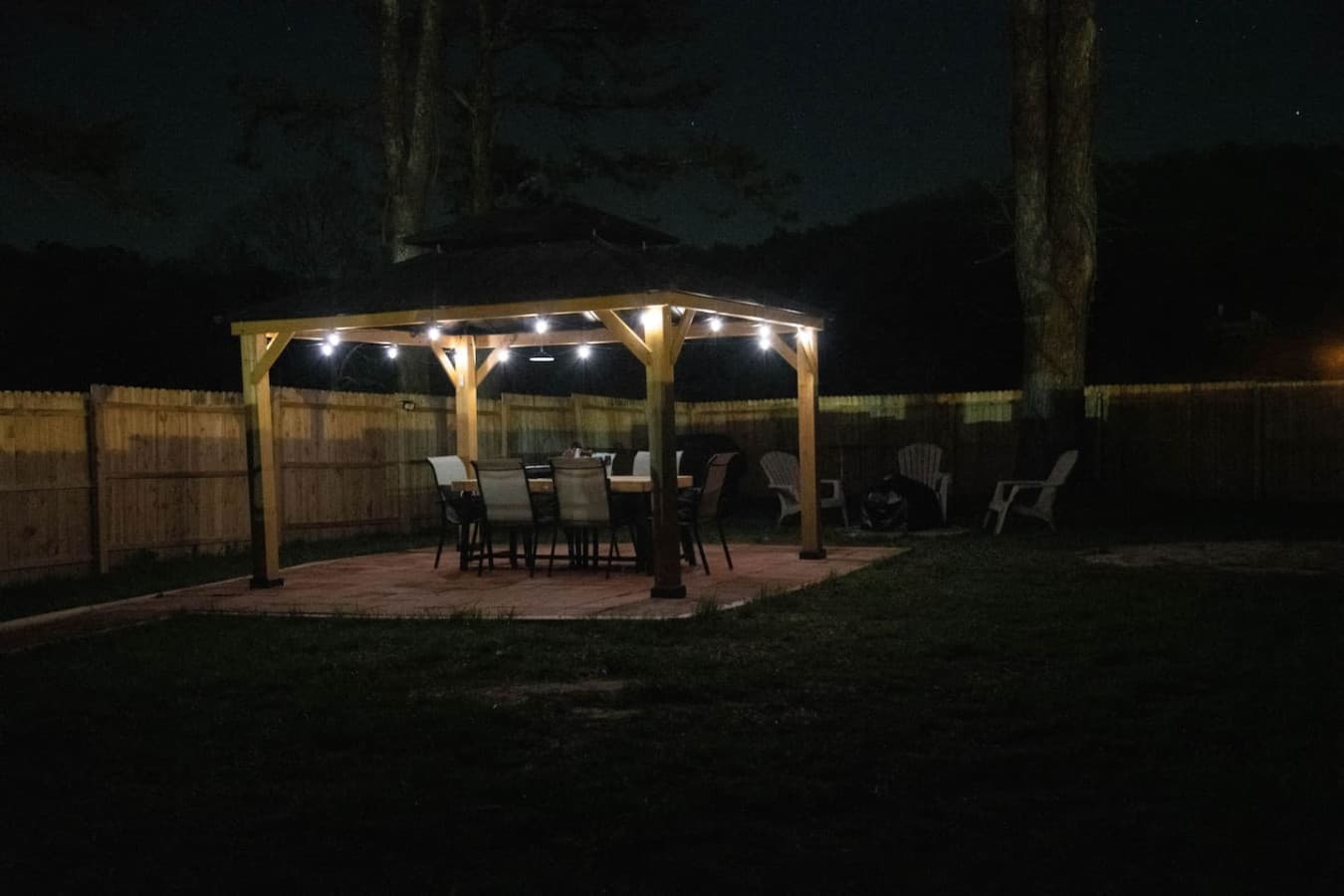 LL Outside Gazebo view from gate at night
