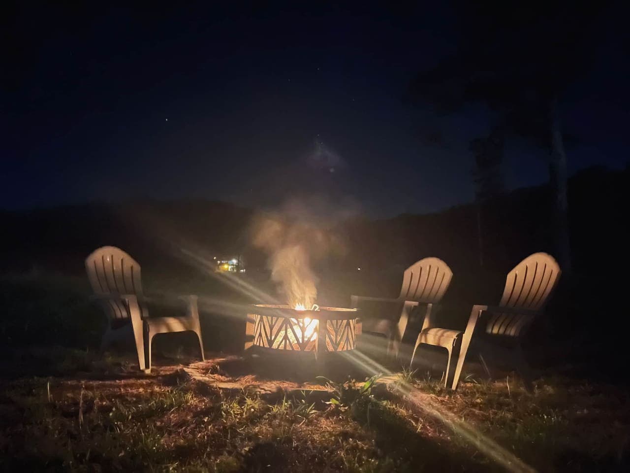 CC Outside firepit lit up at night