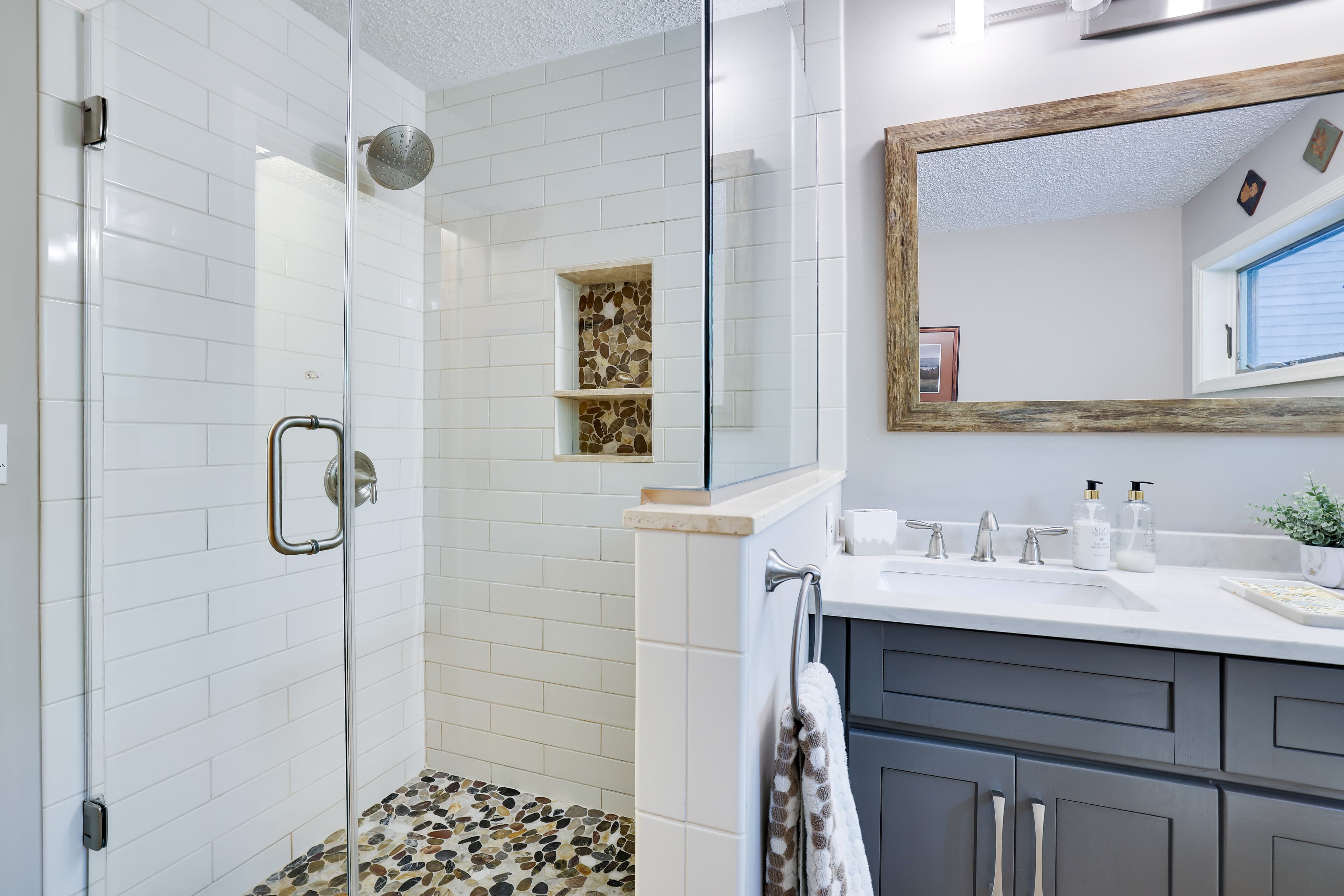 New 1st floor hall bath w glass shower